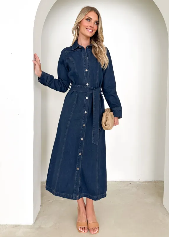 Aimee Denim Maxi Dress - Indigo sold by Gingham & Heels