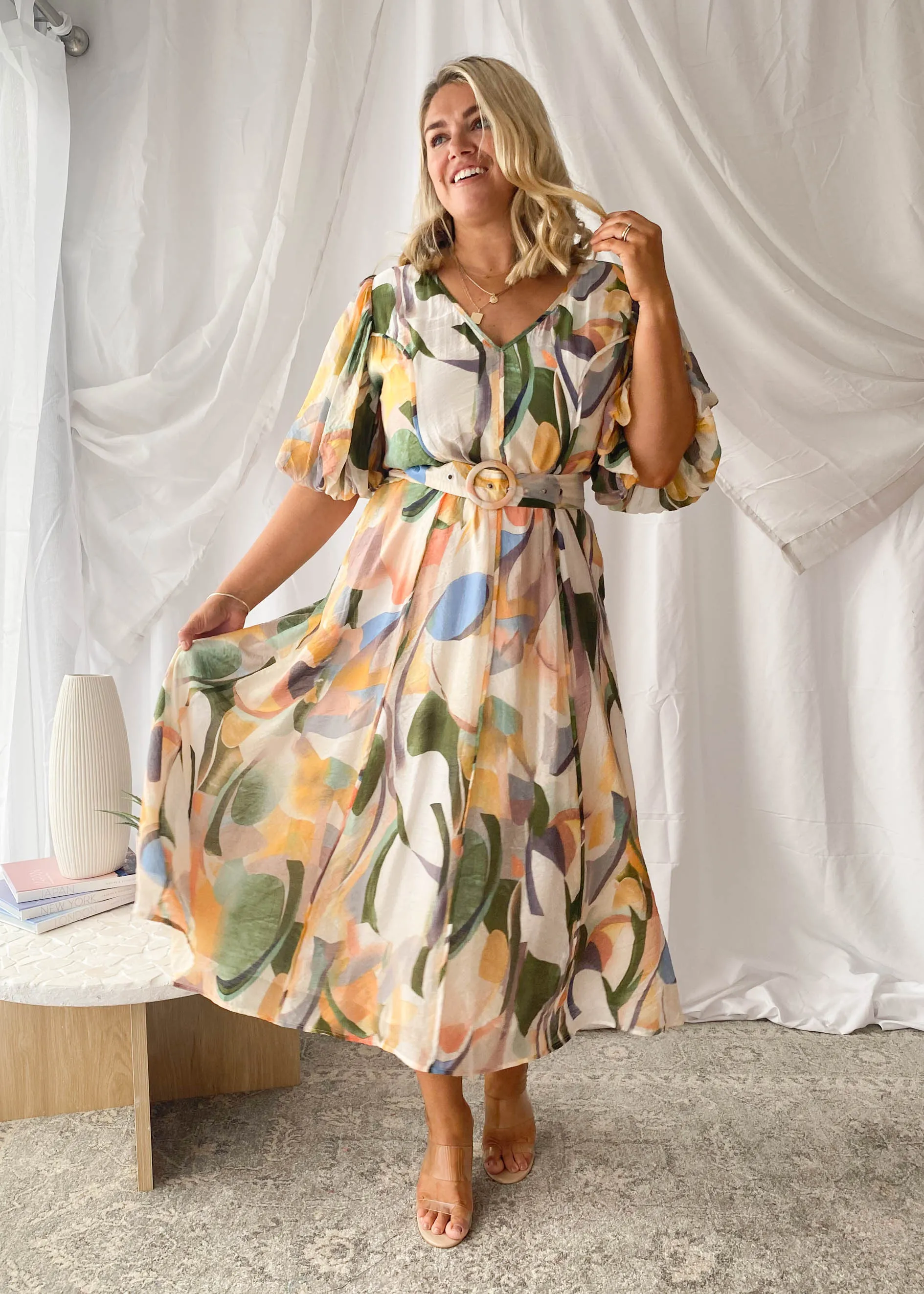 Miya Midi Dress - Pastel Mirage sold by Gingham & Heels