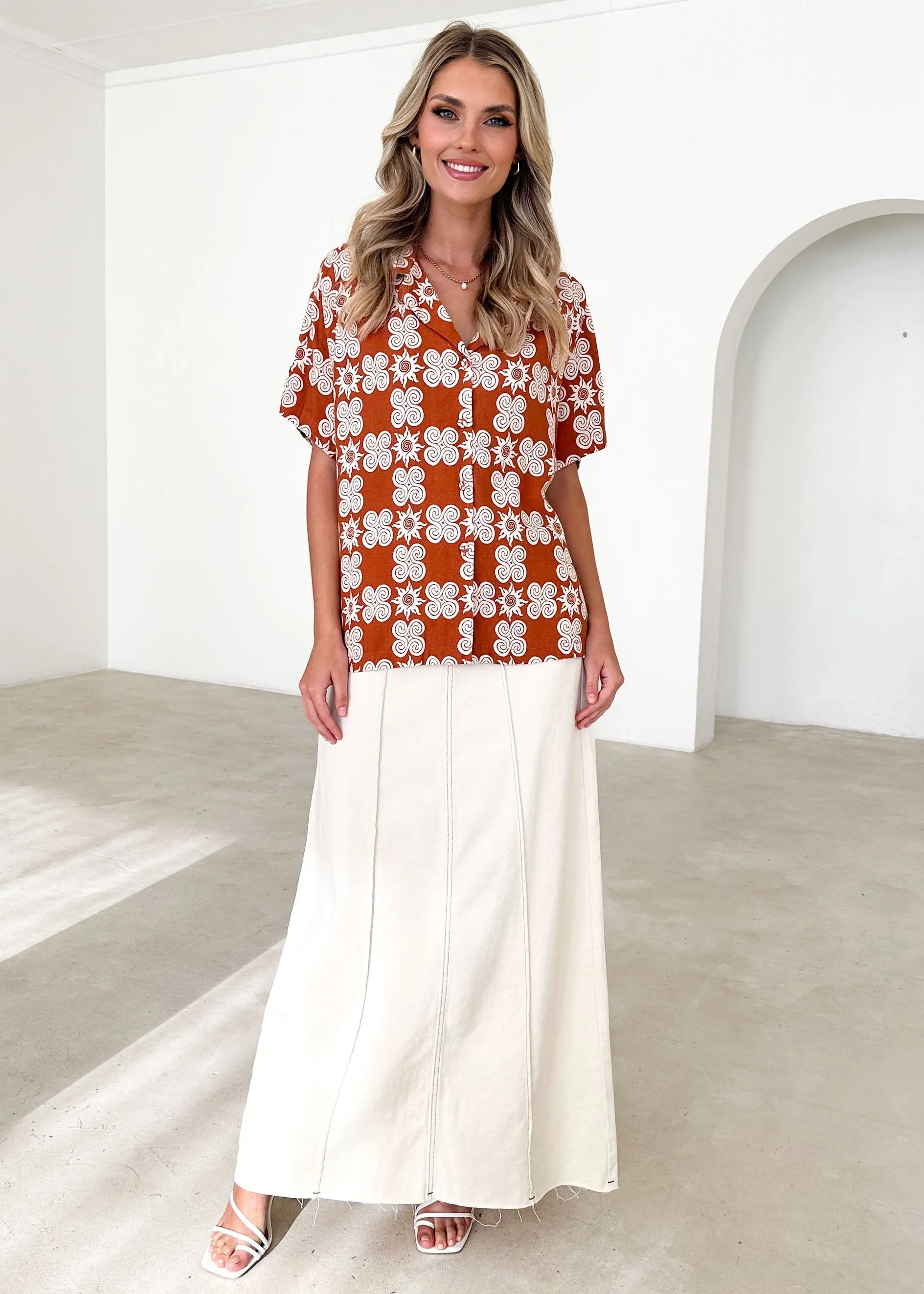 Trista Shirt - Burnt Orange Soleil sold by Gingham & Heels product image thumbnail 5