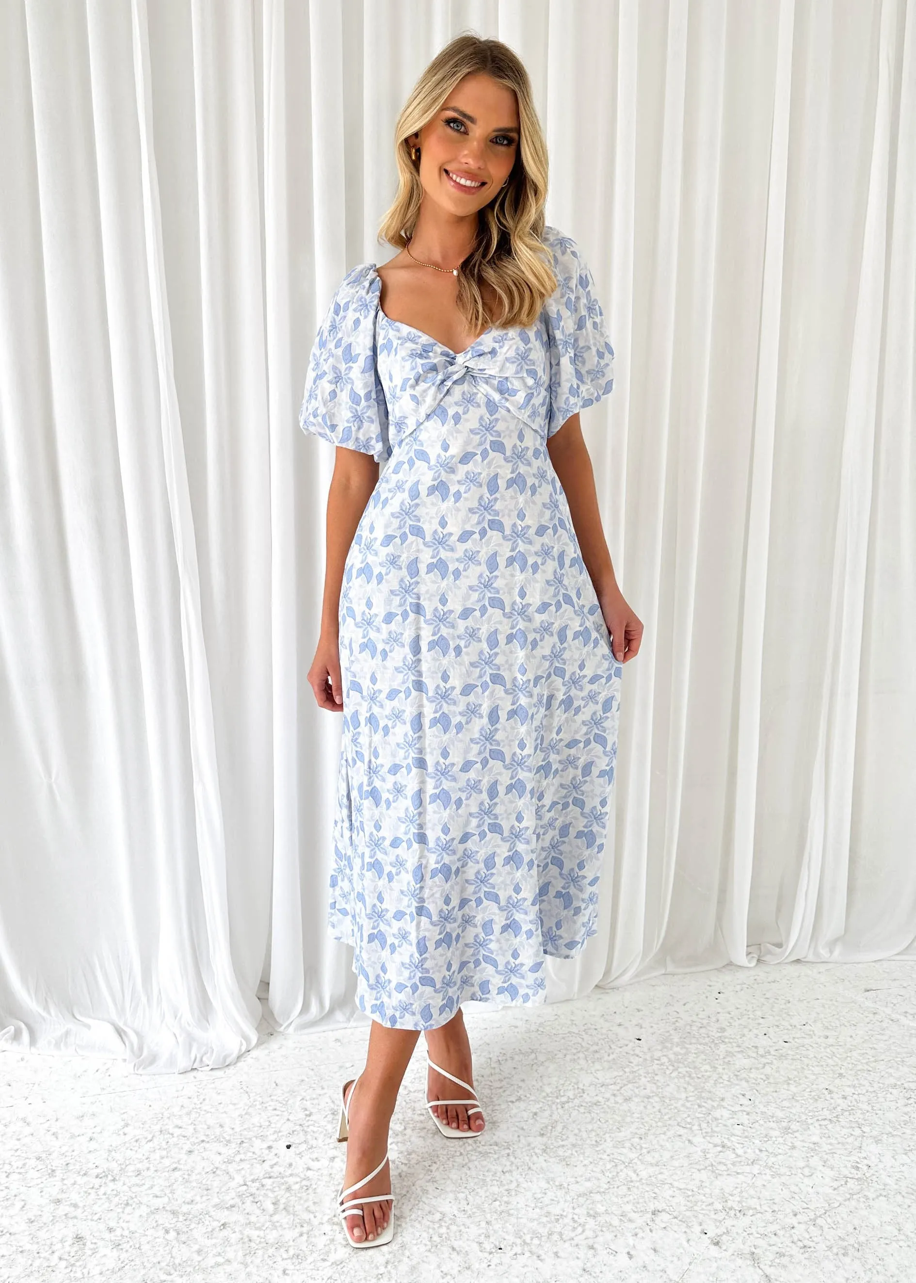 Parla Off Shoulder Dress - Blue Floral sold by Gingham & Heels product image thumbnail 5