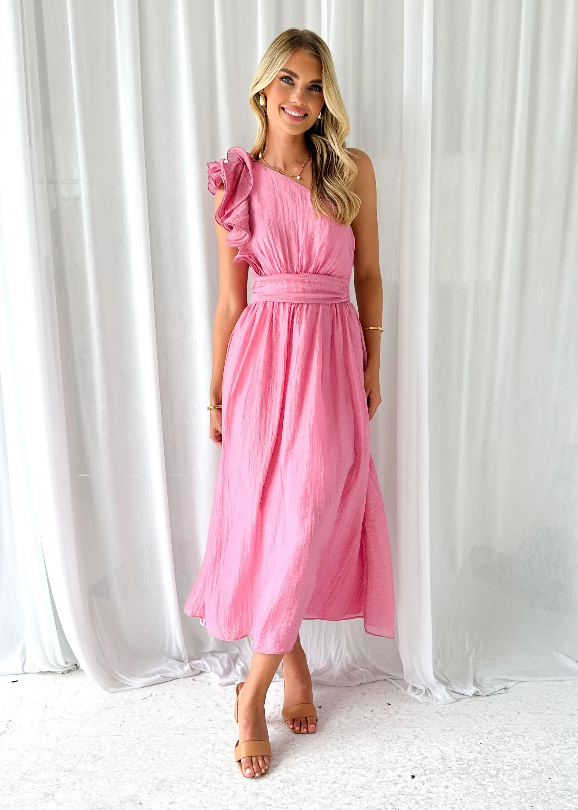 Iksie One Shoulder Maxi Dress - Pink sold by Gingham & Heels product image thumbnail 2
