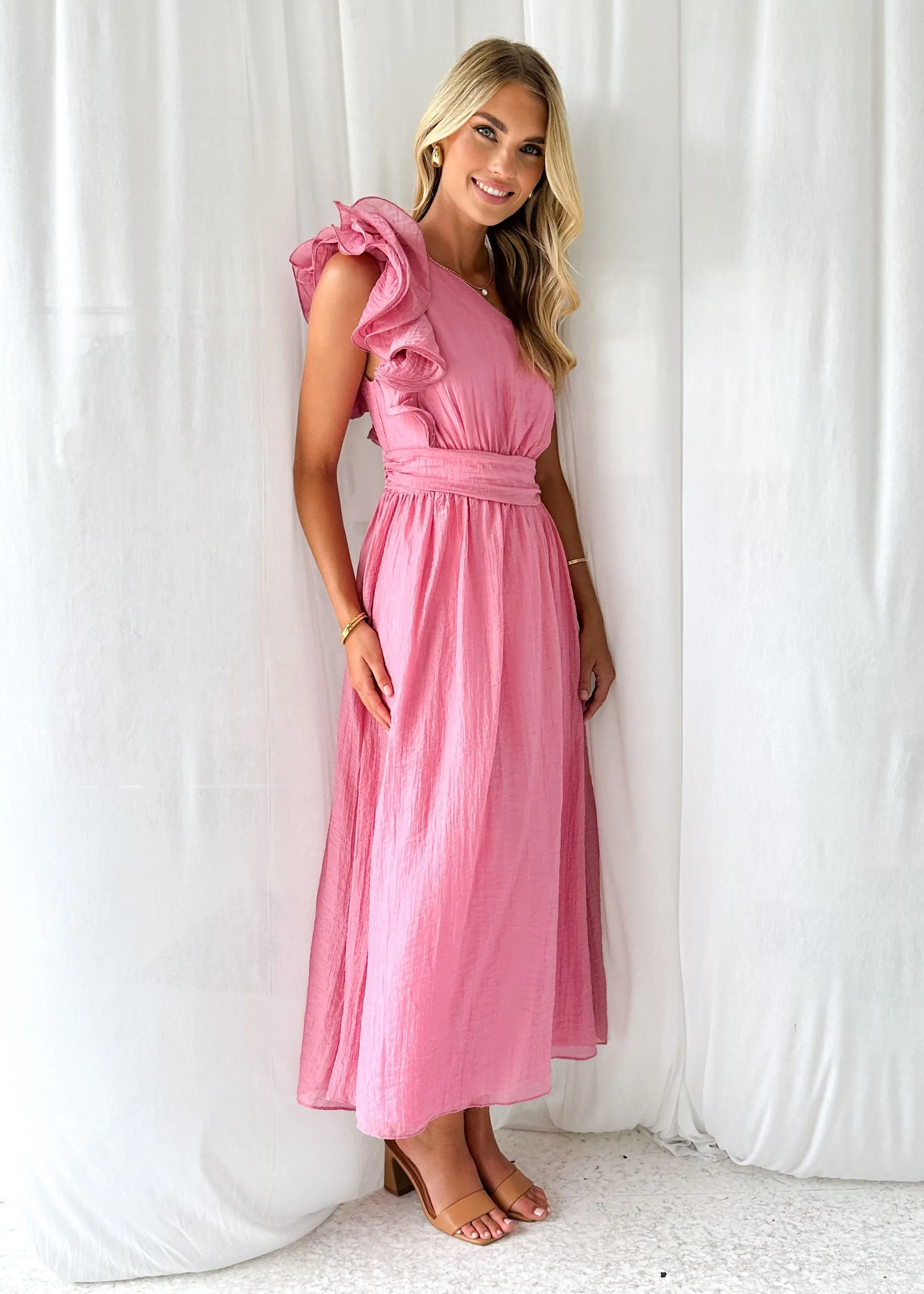 Iksie One Shoulder Maxi Dress - Pink sold by Gingham & Heels product image thumbnail 4