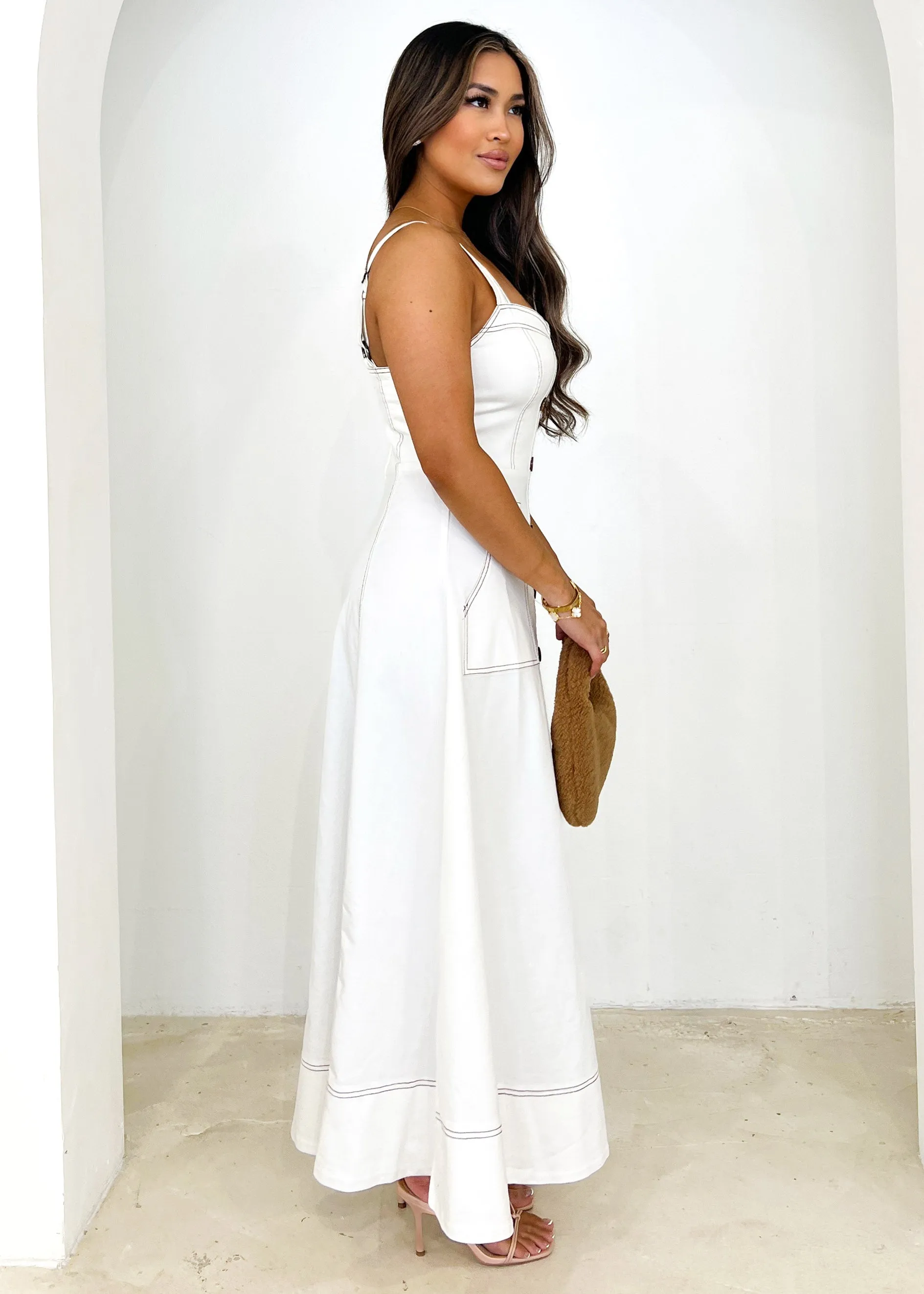 Millenia Stretch Denim Midi Dress - Off White sold by Gingham & Heels product image thumbnail 2