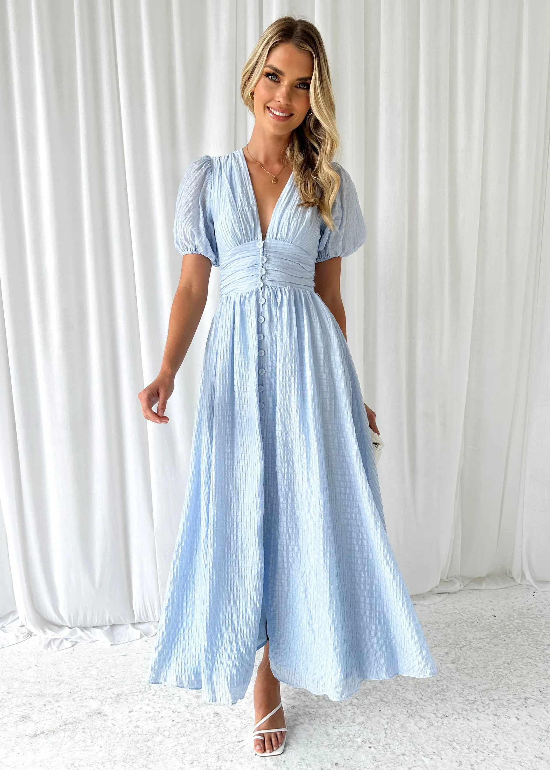 Dunning Midi Dress - Sky Blue sold by Gingham & Heels
