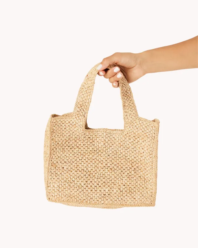 Vashti Handle Bag - Natural Raffia sold by Gingham & Heels