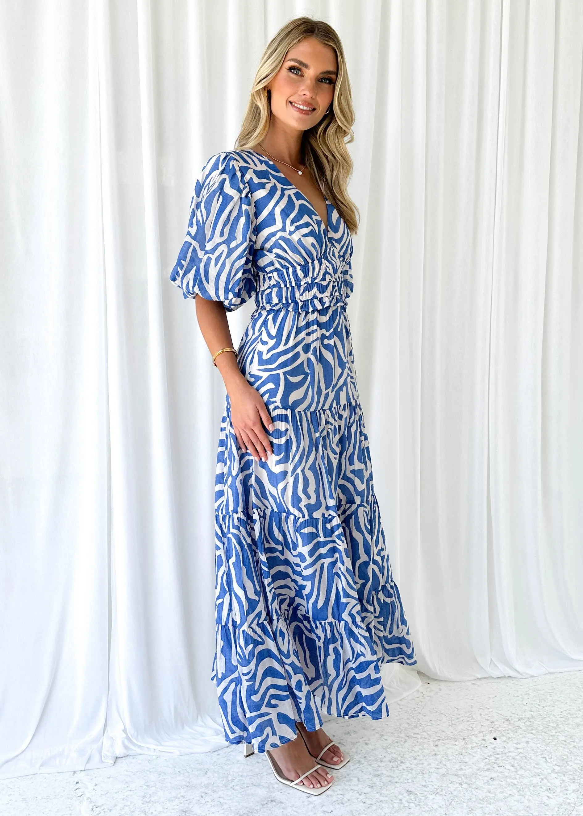 Emerie Midi Dress - Blue Zebra sold by Gingham & Heels product image thumbnail 5