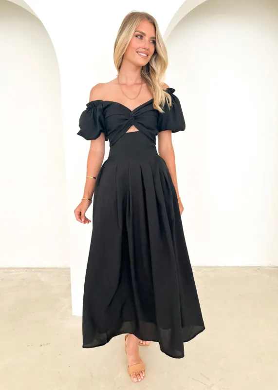 Davona Midi Dress - Black sold by Gingham & Heels