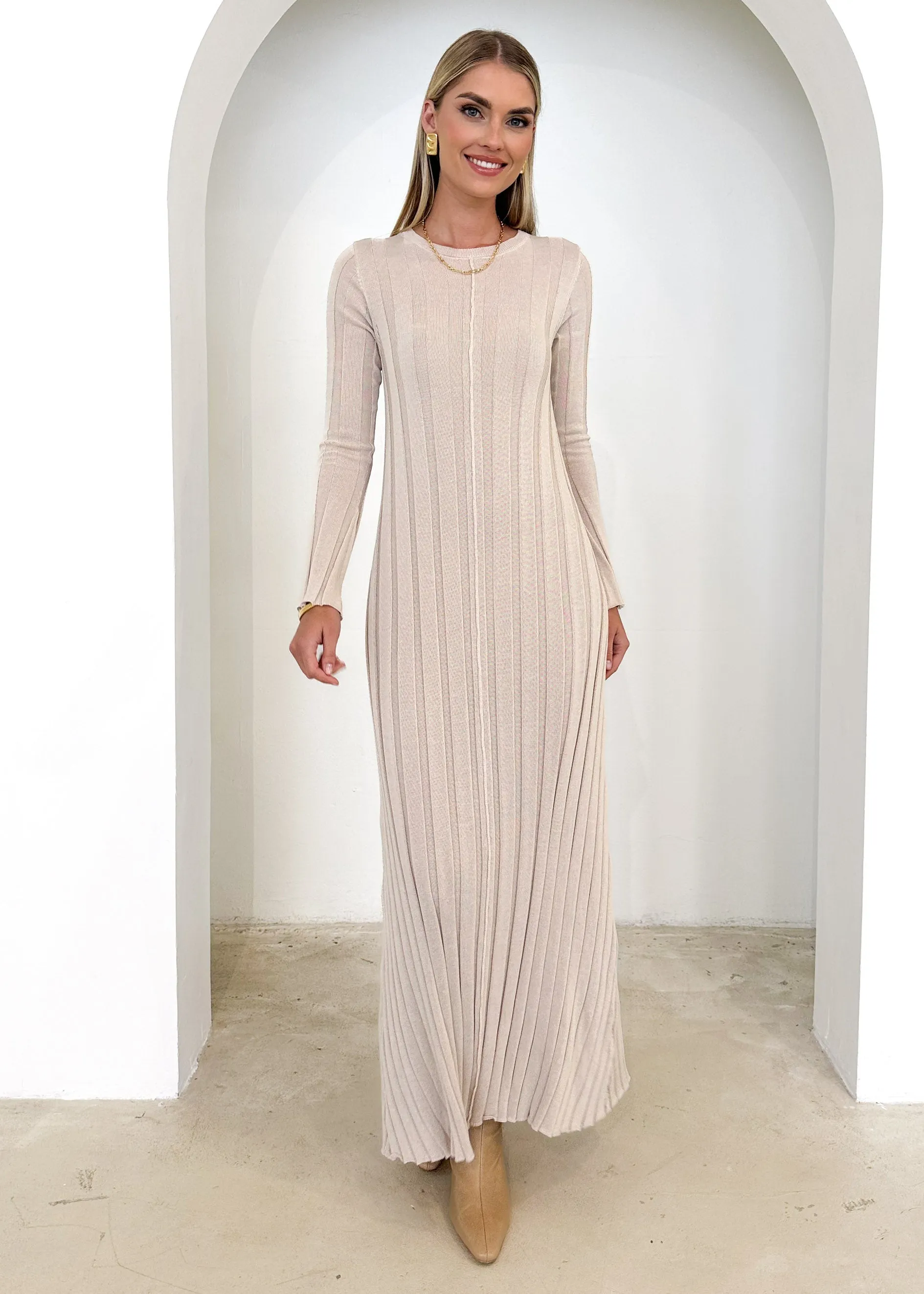 Serah Knit Midi Dress - Beige sold by Gingham & Heels product image thumbnail 3