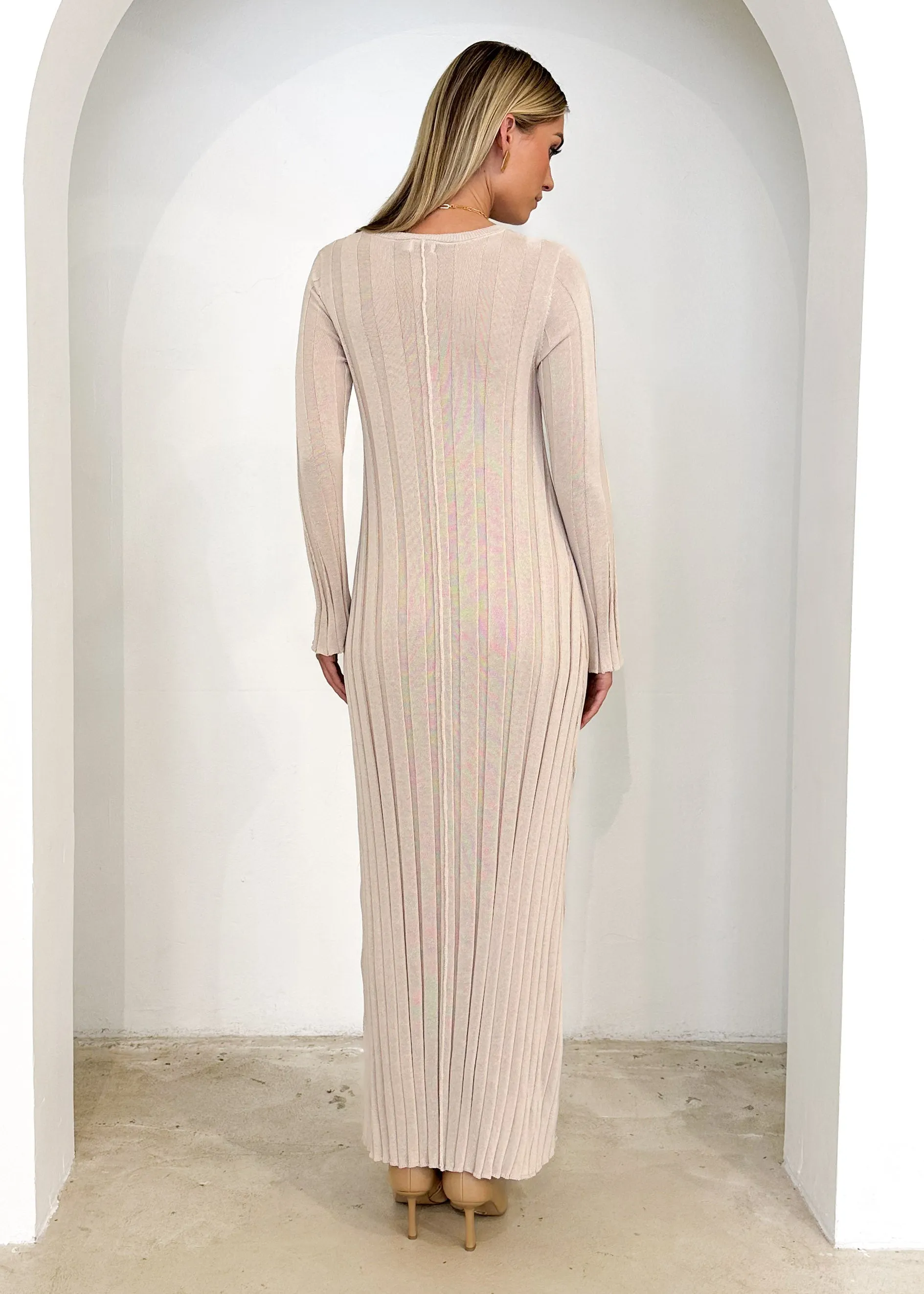 Serah Knit Midi Dress - Beige sold by Gingham & Heels product image thumbnail 5