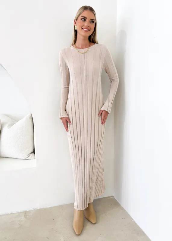 Serah Knit Midi Dress - Beige sold by Gingham & Heels