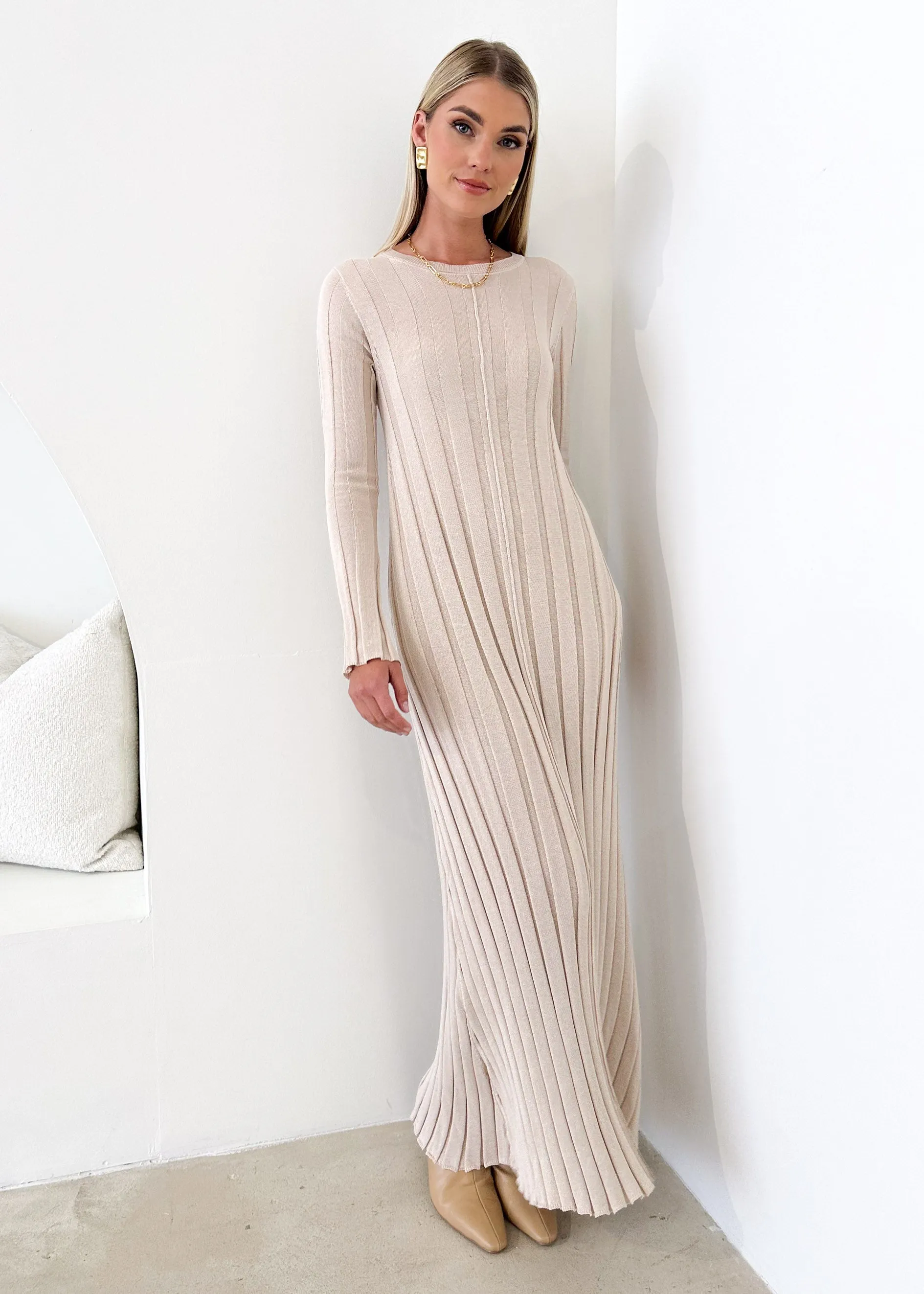 Serah Knit Midi Dress - Beige sold by Gingham & Heels product image thumbnail 2