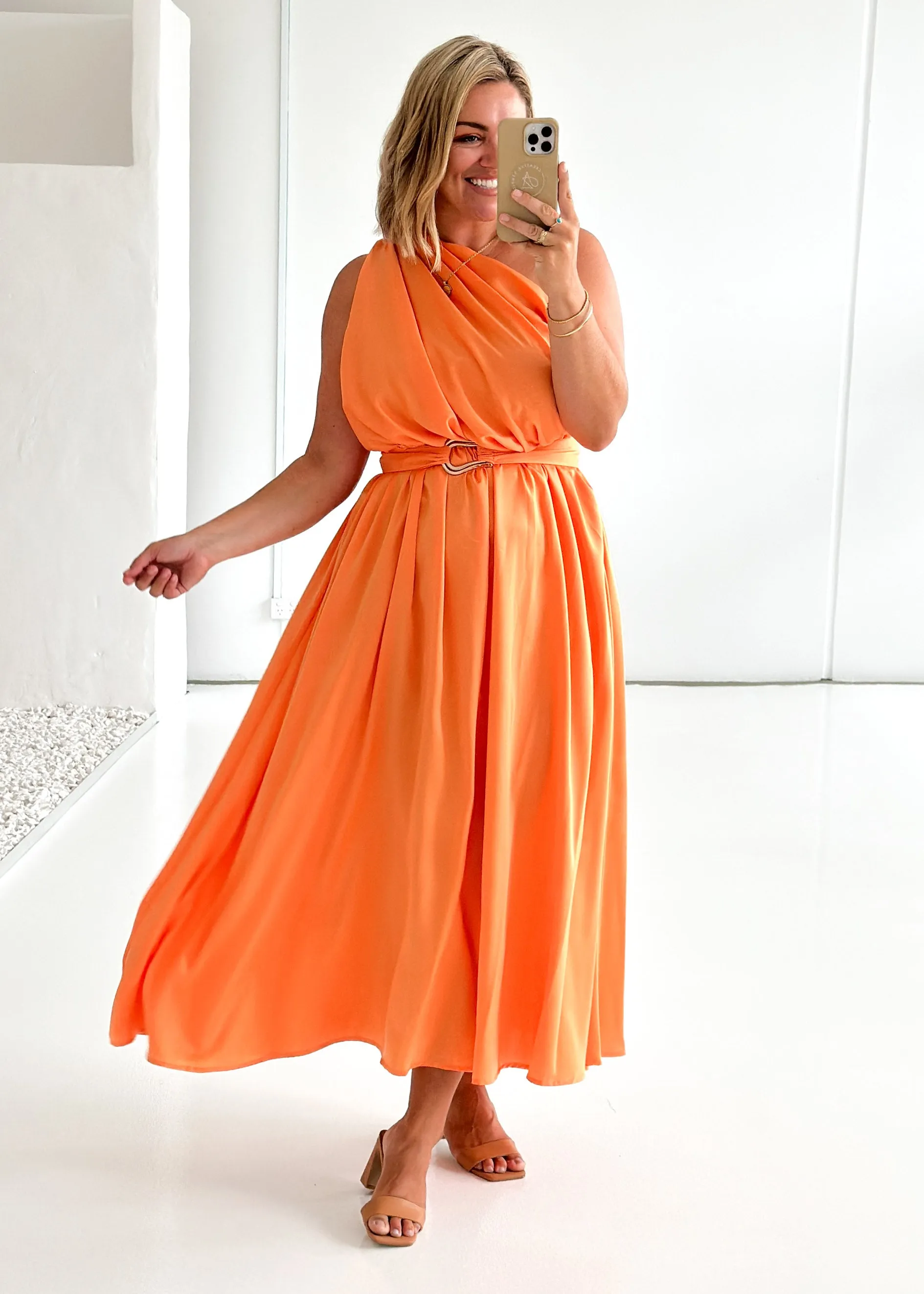 Korah One Shoulder Midi Dress - Mango sold by Gingham & Heels product image thumbnail 4