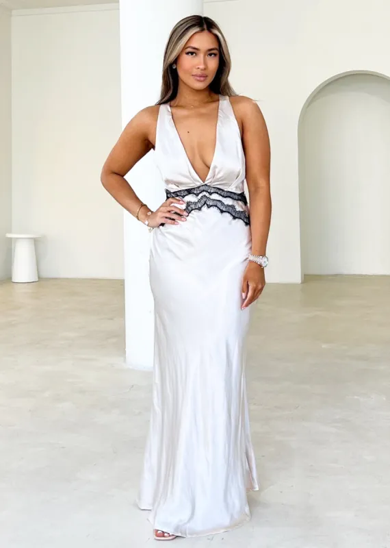 Kallara Halter Maxi Dress - Champagne sold by Gingham & Heels