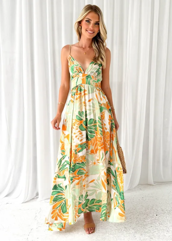 Valon Maxi Dress - Green Floral sold by Gingham & Heels