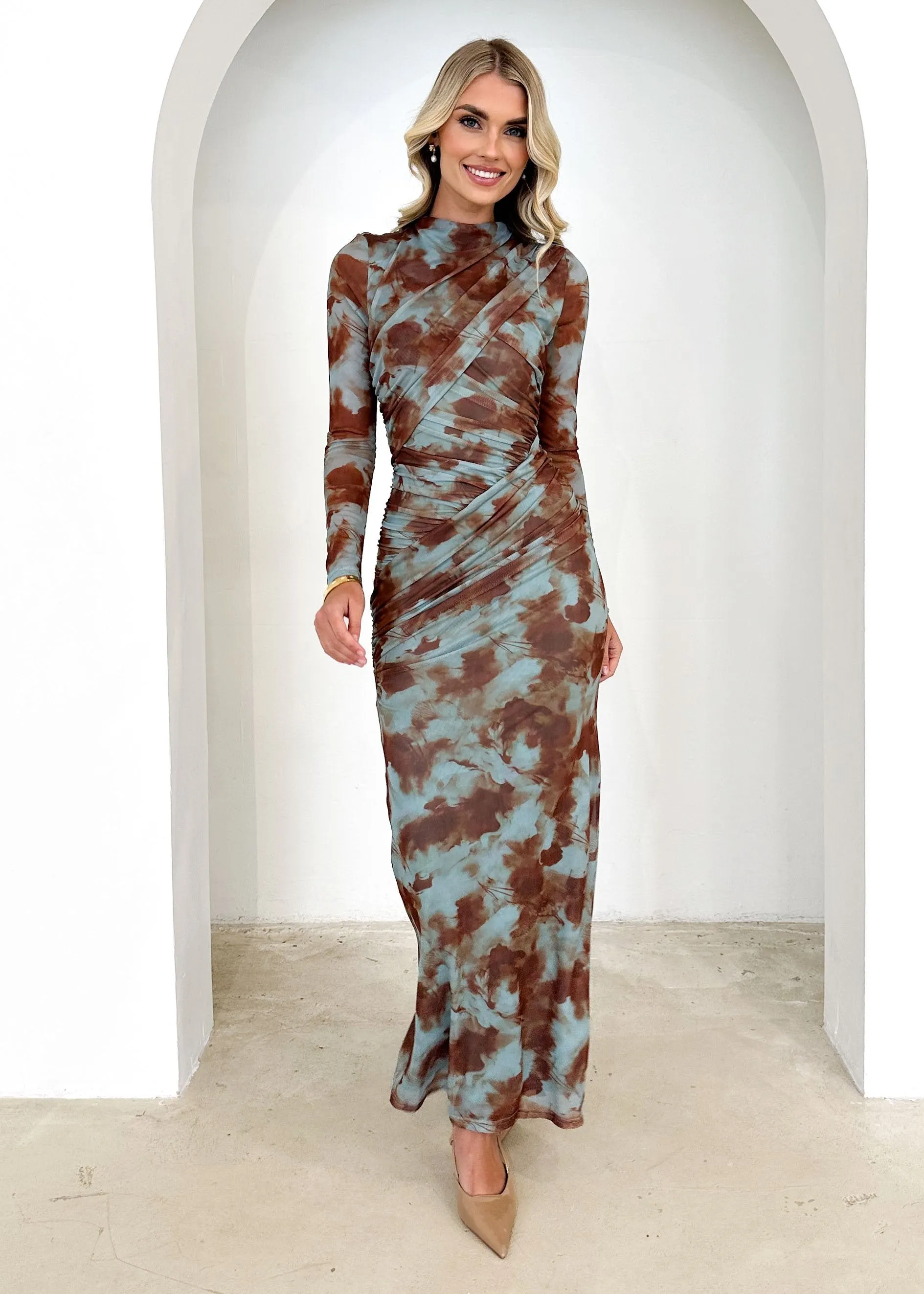 Ersae Mesh Midi Dress - Seafoam Tie Dye sold by Gingham & Heels product image thumbnail 5