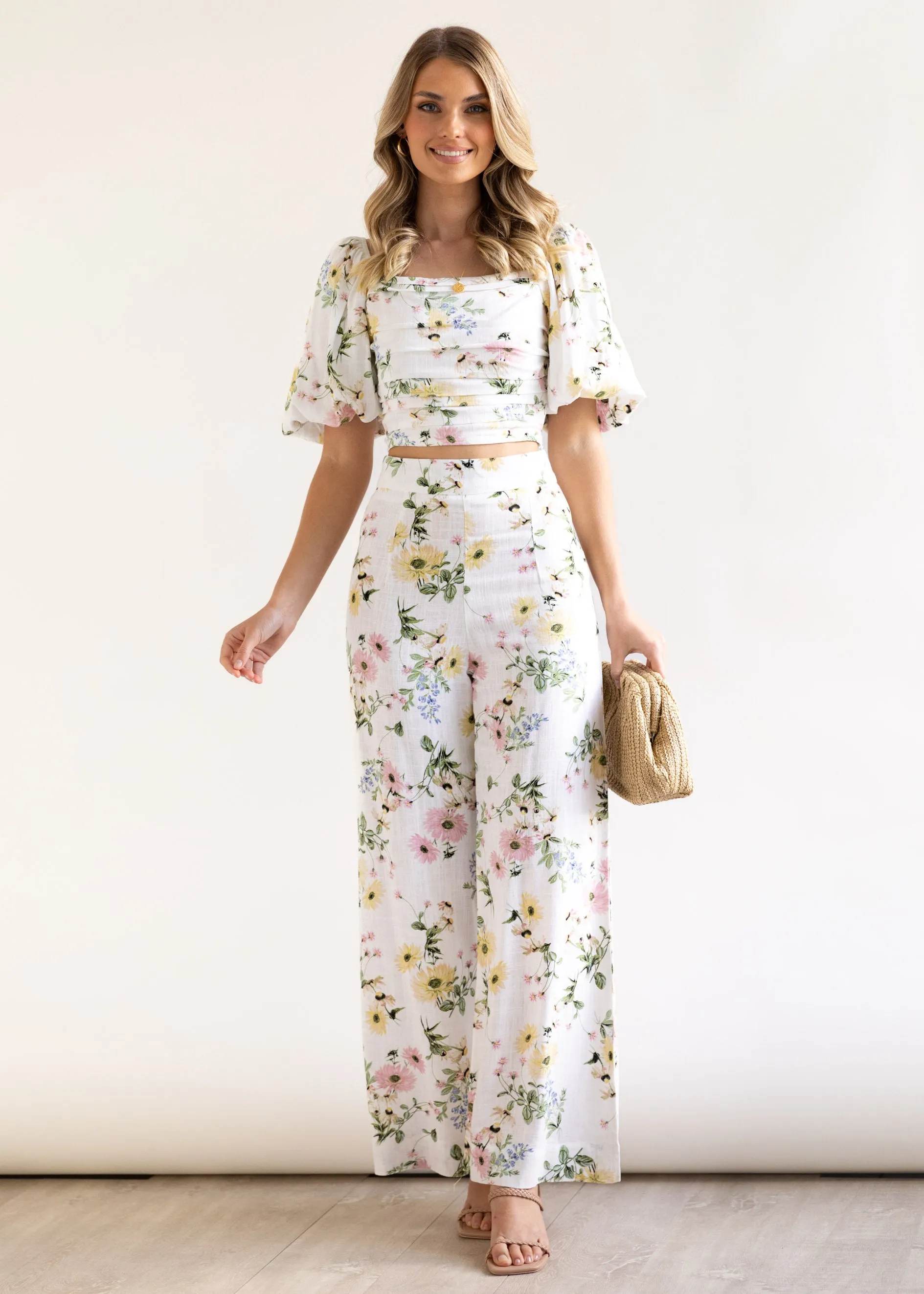 Harlow Wide Leg Pants - Verana Floral sold by Gingham & Heels product image thumbnail 2