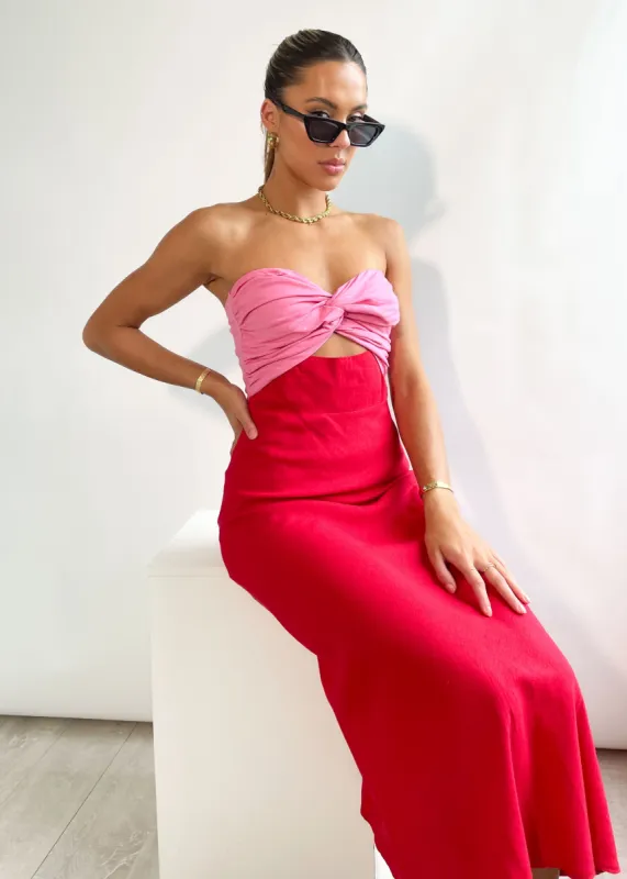 Pheonix Strapless Midi Dress - Red sold by Gingham & Heels