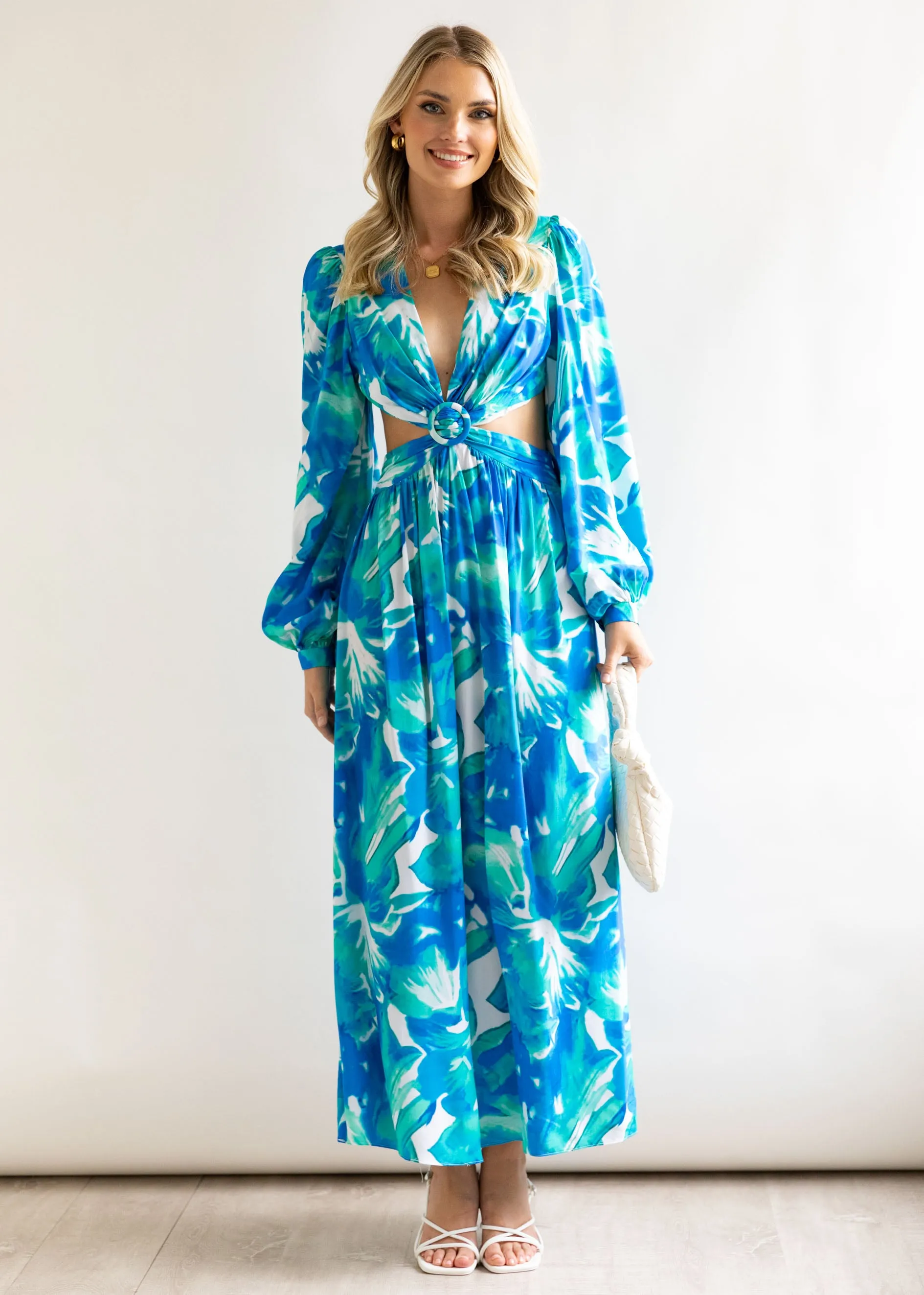 Gyneth Midi Dress - Blue Floral sold by Gingham & Heels product image thumbnail 3