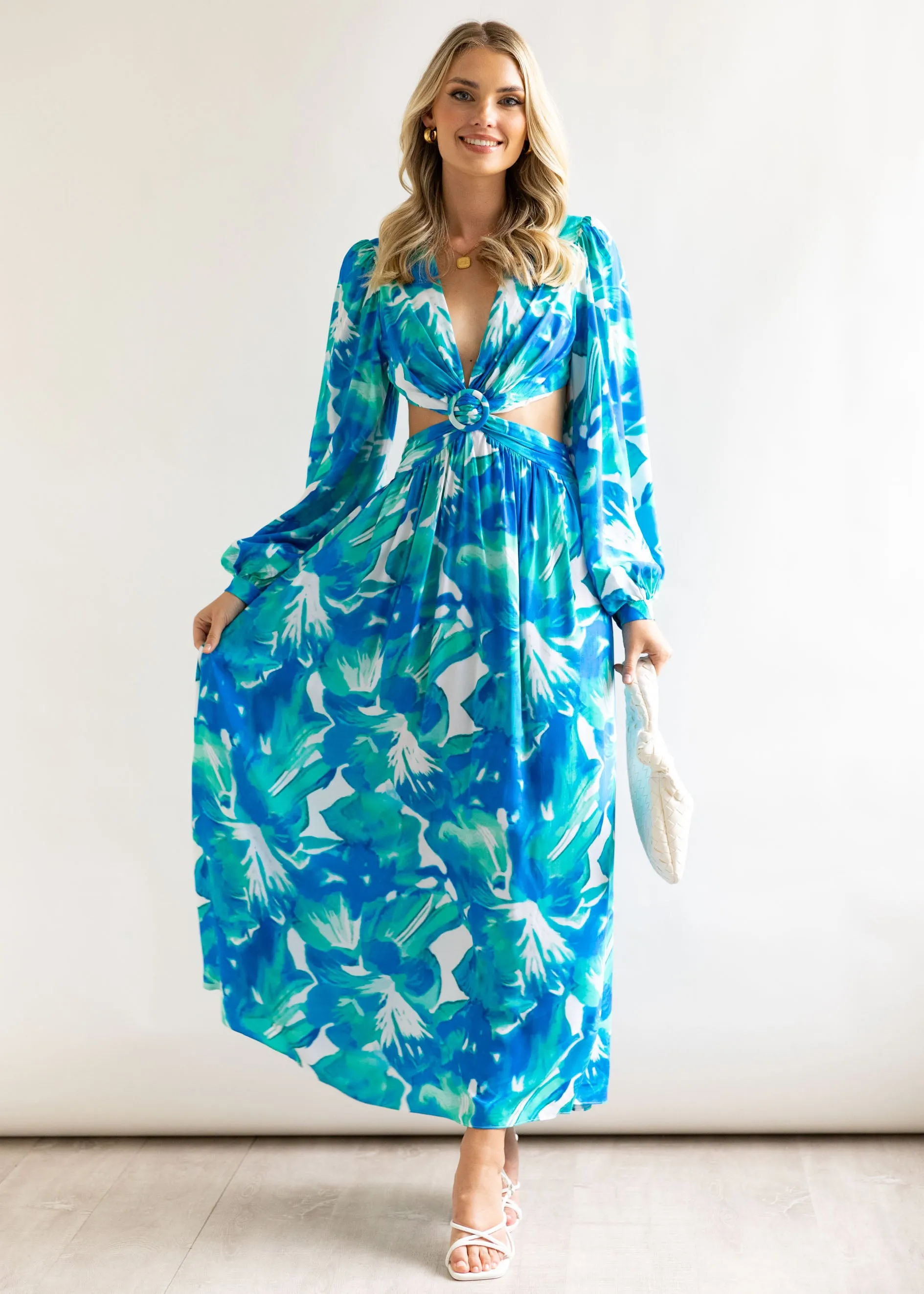 Gyneth Midi Dress - Blue Floral sold by Gingham & Heels product image thumbnail 4