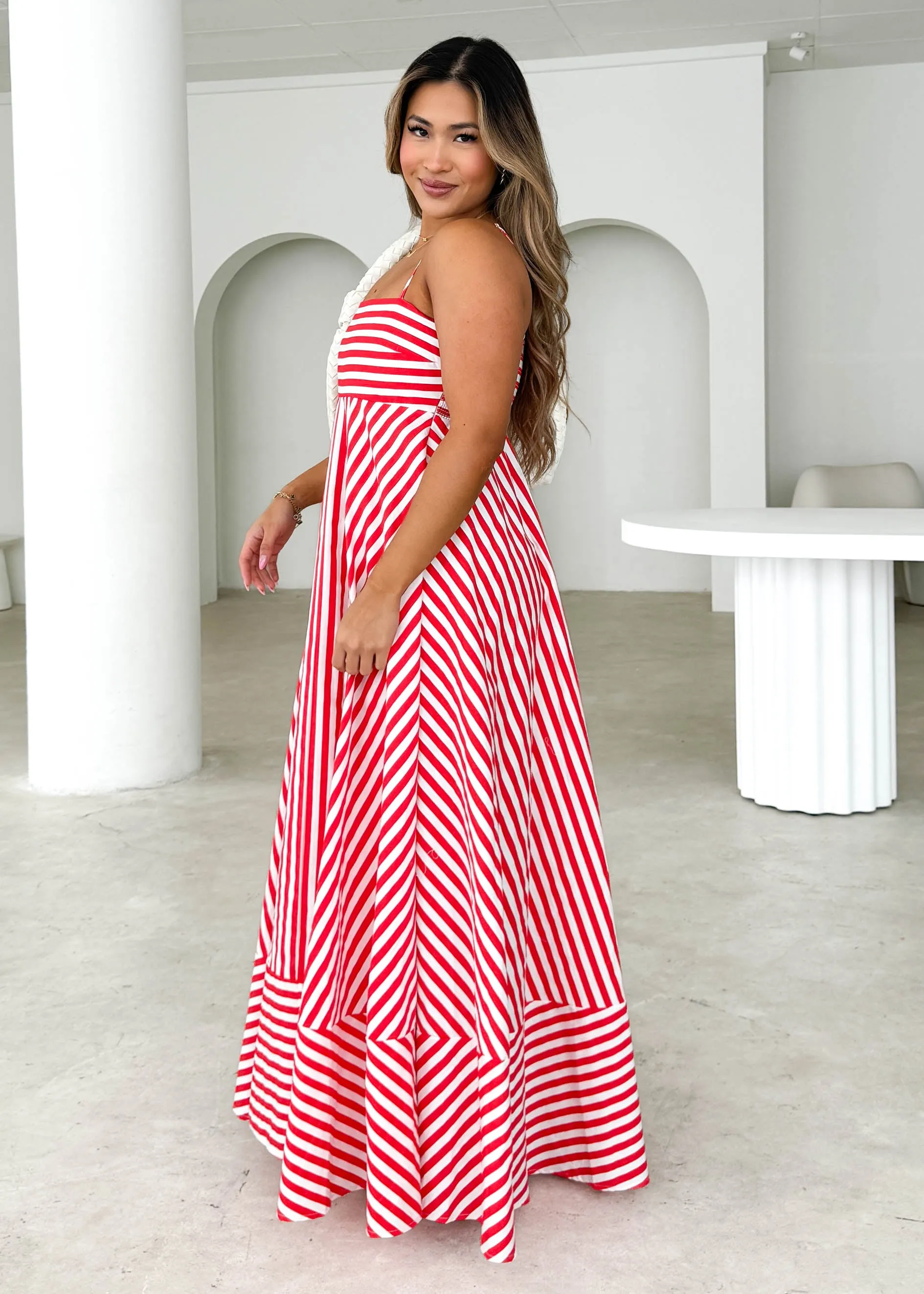Elide Maxi Dress - Red Stripe sold by Gingham & Heels product image thumbnail 2