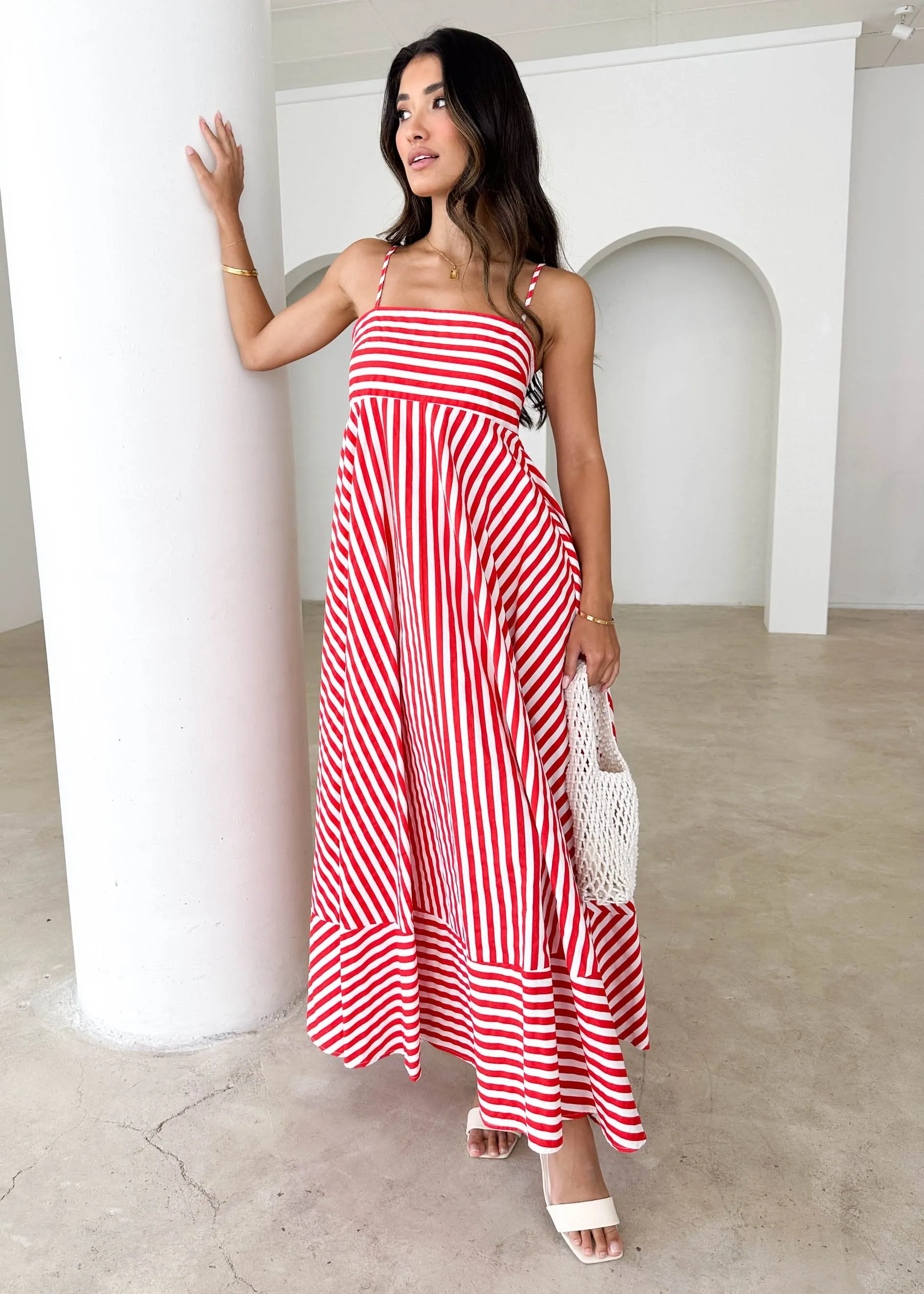 Elide Maxi Dress - Red Stripe sold by Gingham & Heels product image thumbnail 4