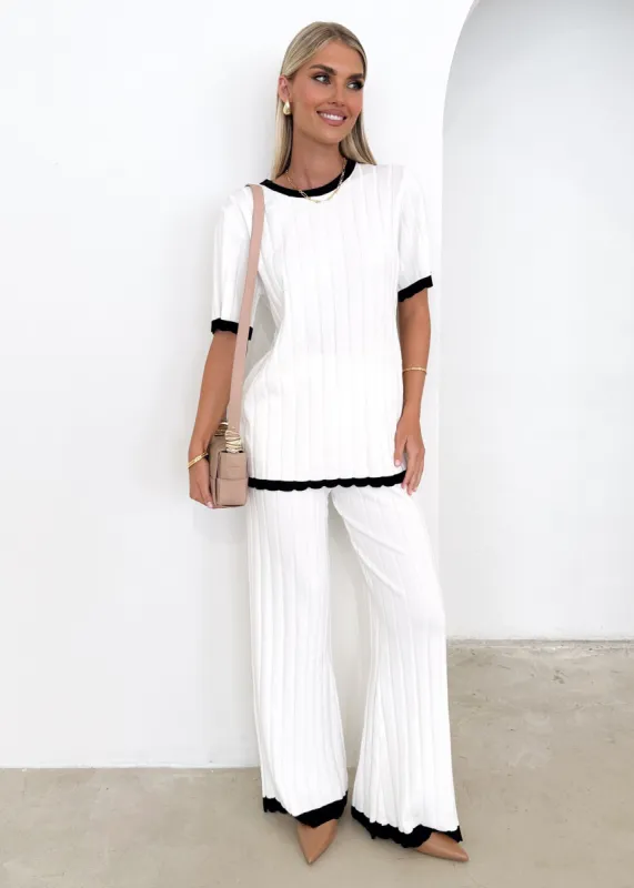 Tienna Knit Pants - Off White sold by Gingham & Heels