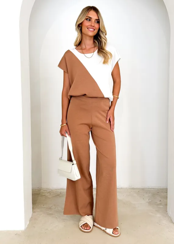 Dettie Knit Pants - Beige sold by Gingham & Heels