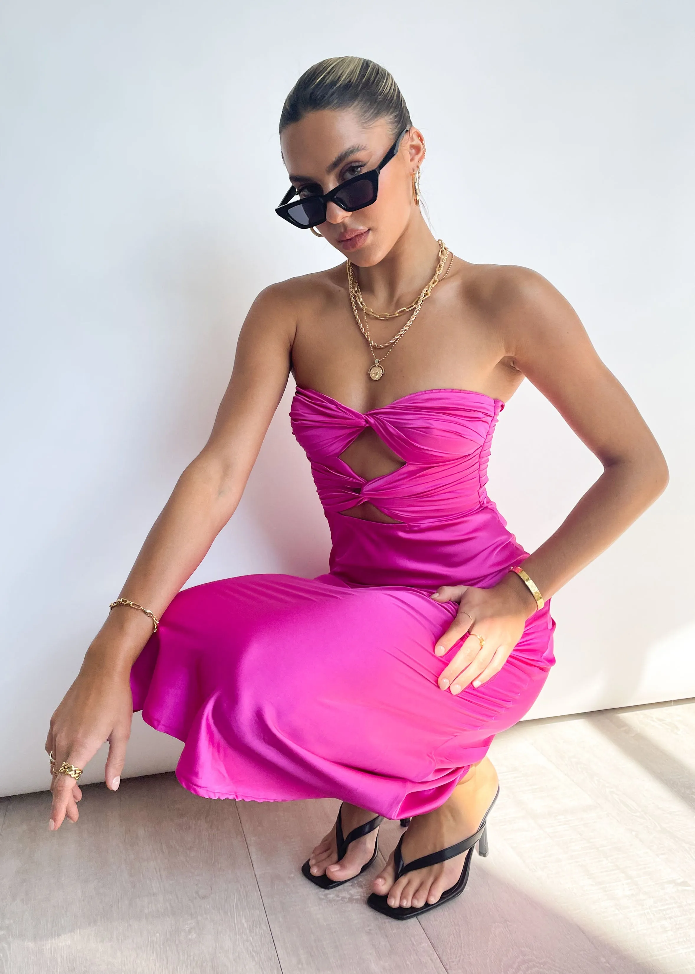 Mich Strapless Midi Dress - Orchid sold by Gingham & Heels product image thumbnail 4