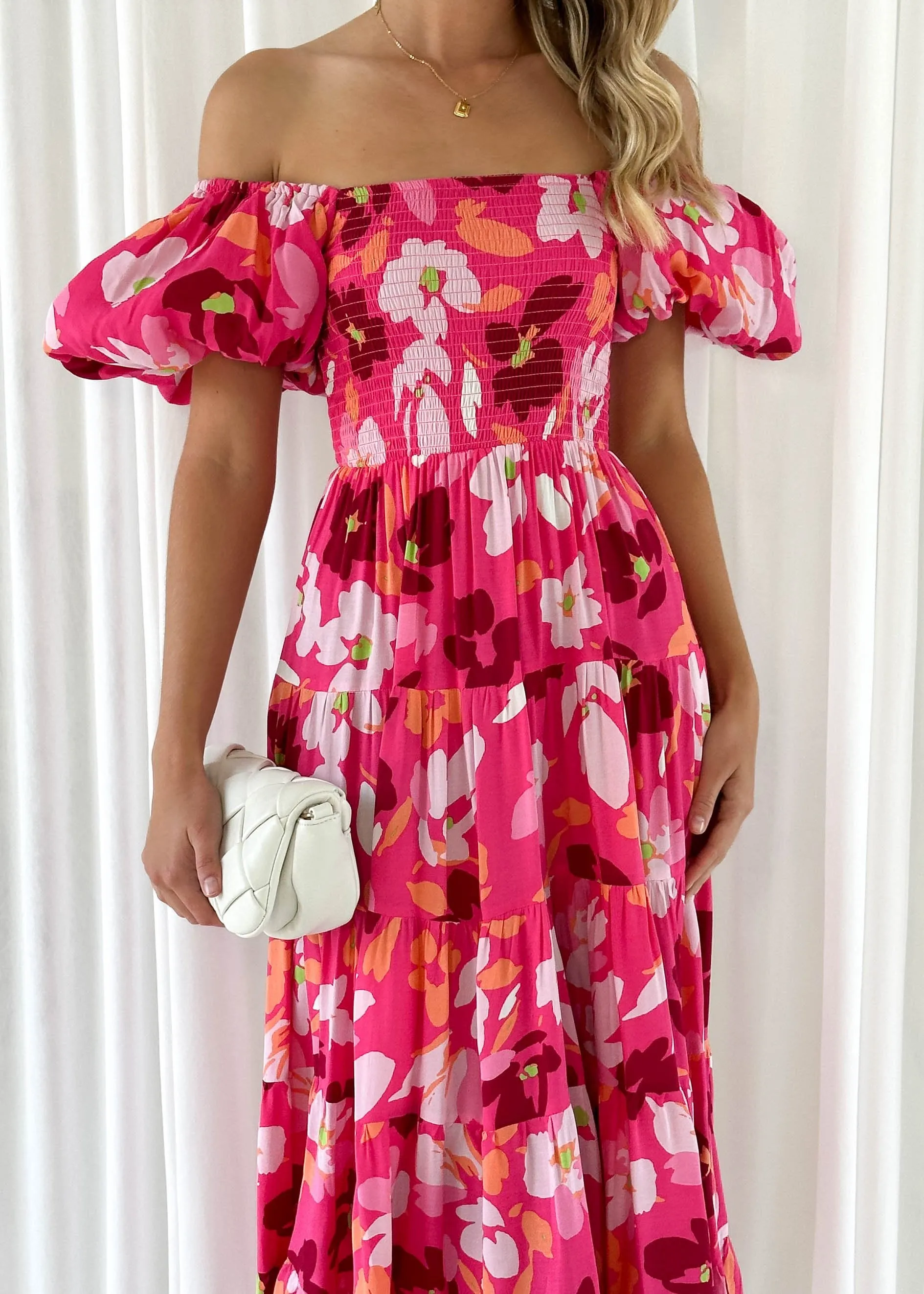 Yariska Midi Dress - Hot Pink Flowers sold by Gingham & Heels product image thumbnail 5
