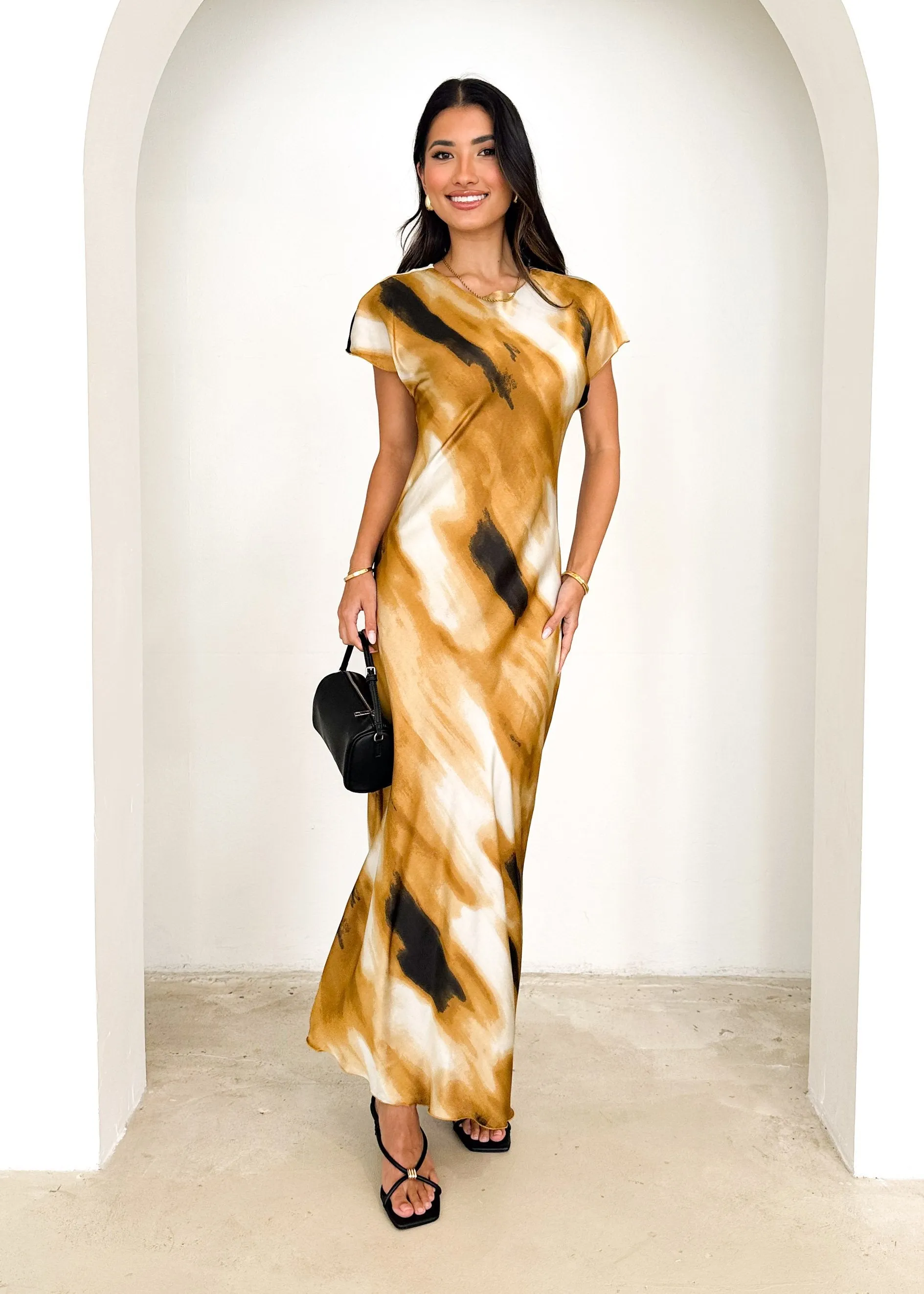 Shellen Maxi Dress - Camel Tie Dye sold by Gingham & Heels product image thumbnail 5