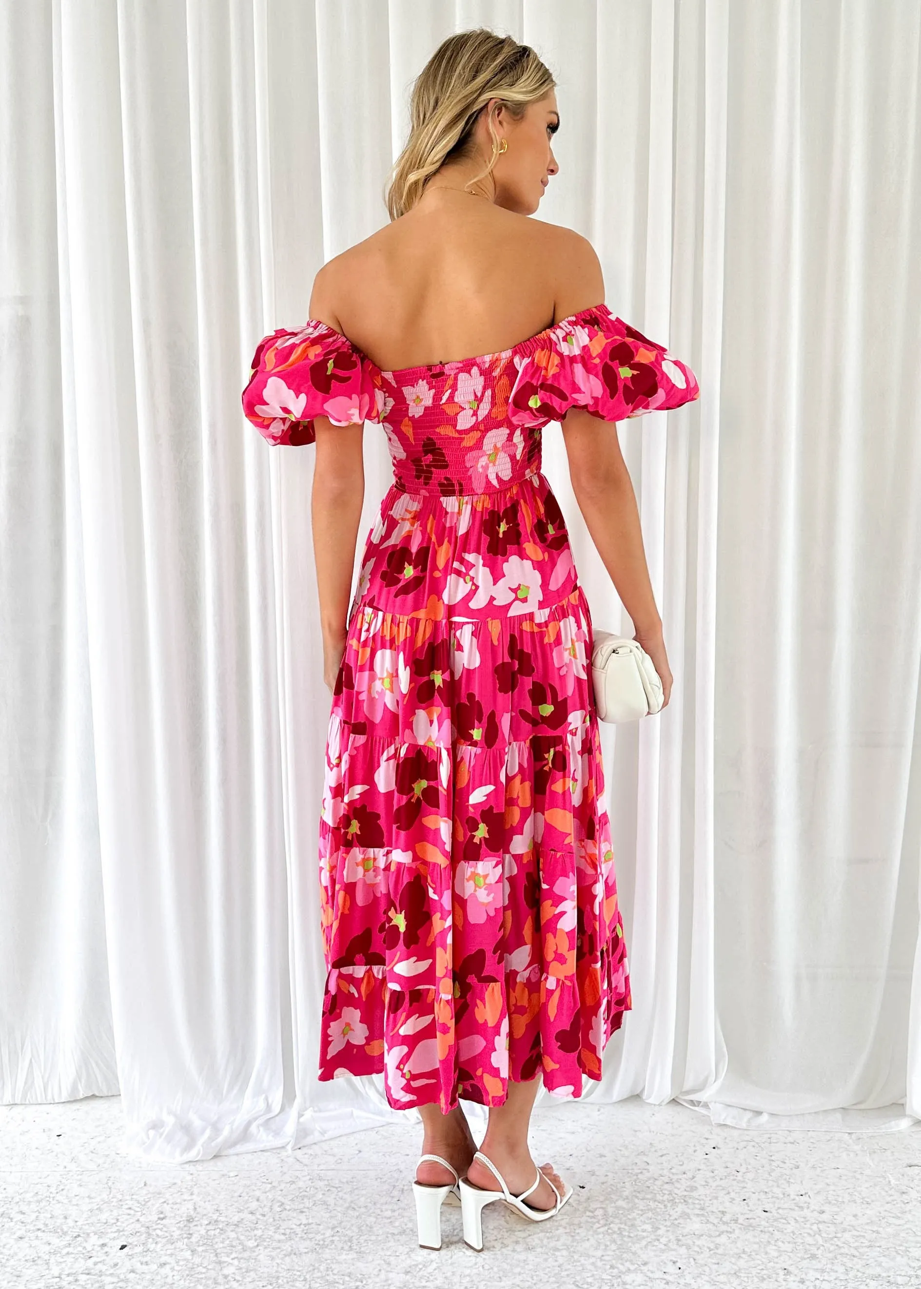 Yariska Midi Dress - Hot Pink Flowers sold by Gingham & Heels product image thumbnail 4