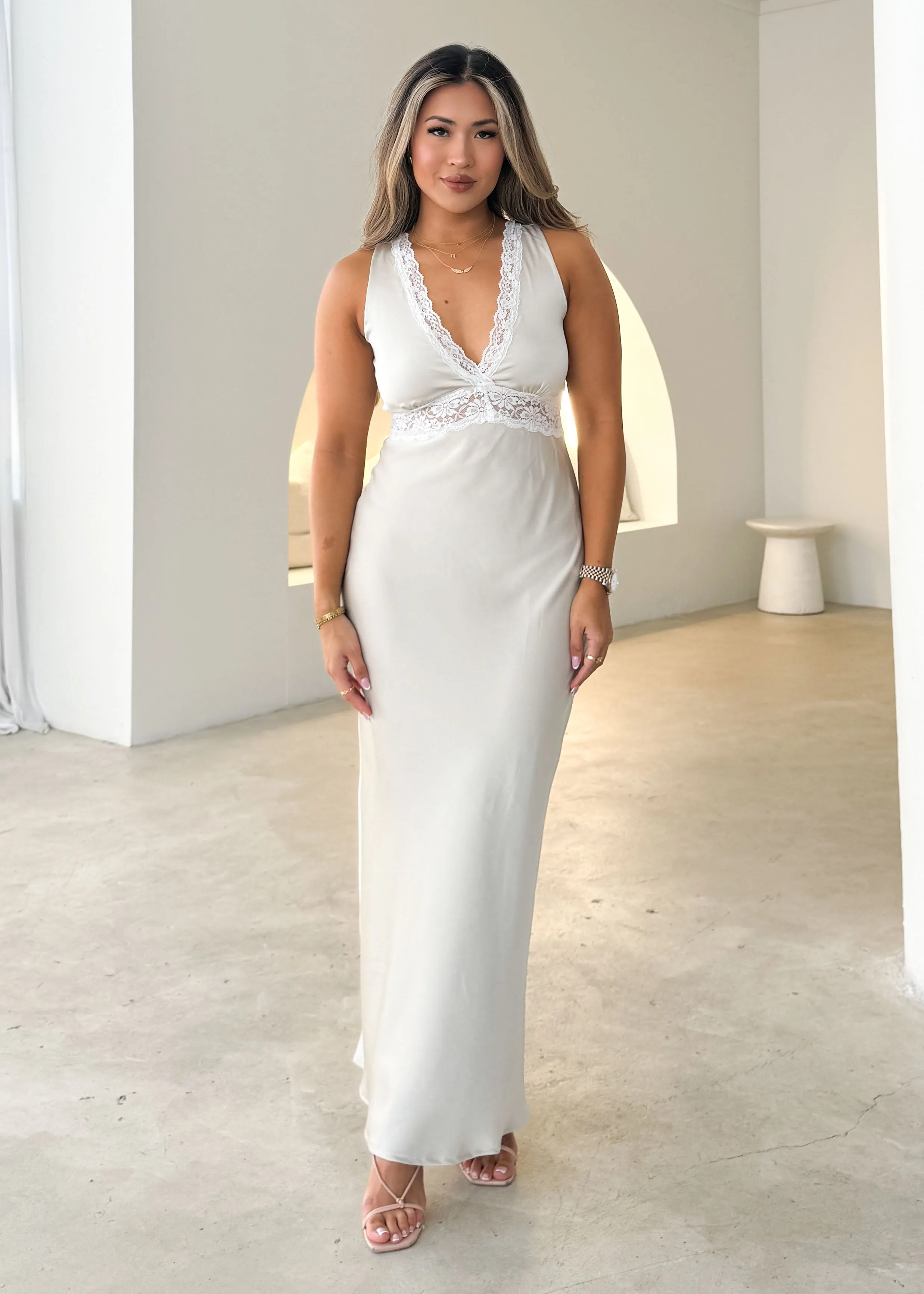 Delatra Maxi Dress - Champagne sold by Gingham & Heels