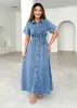 Annika Denim Midi Dress - Washed Blue sold by Gingham & Heels
