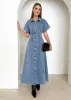 Annika Denim Midi Dress - Washed Blue sold by Gingham & Heels