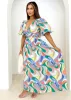 Zanette Midi Dress - Green Multi sold by Gingham & Heels