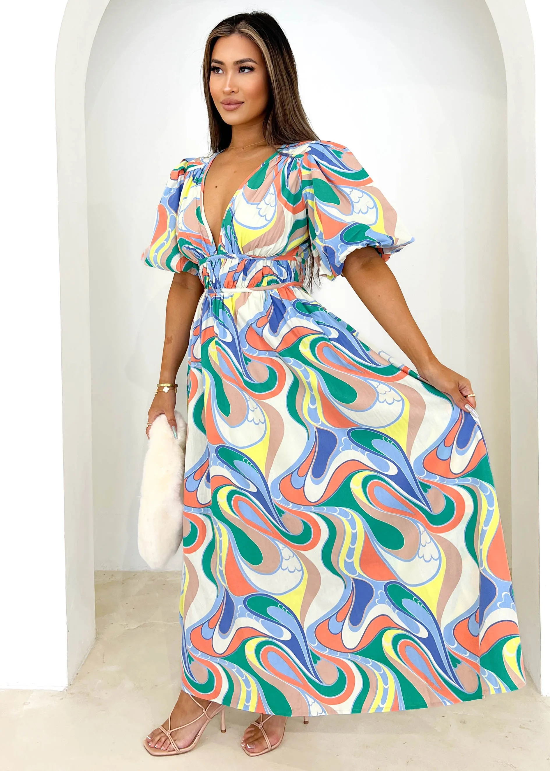 Zanette Midi Dress - Green Multi sold by Gingham & Heels product image thumbnail 4