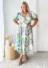 Zanette Midi Dress - Green Multi sold by Gingham & Heels