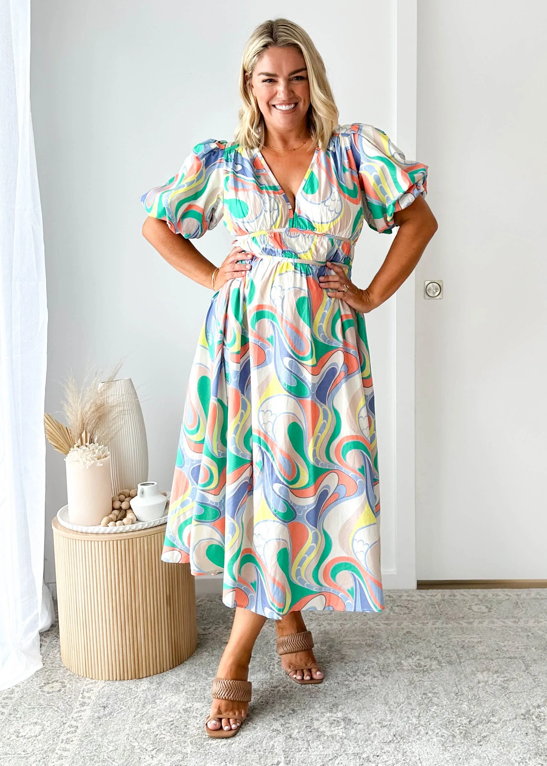 Zanette Midi Dress - Green Multi sold by Gingham & Heels product image thumbnail 2