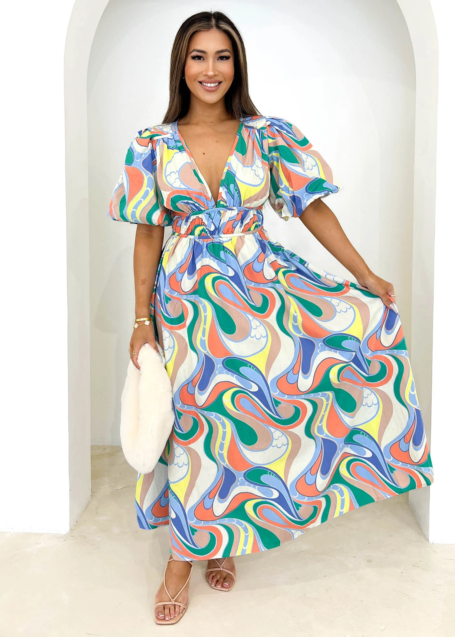 Zanette Midi Dress - Green Multi sold by Gingham & Heels product image thumbnail 3
