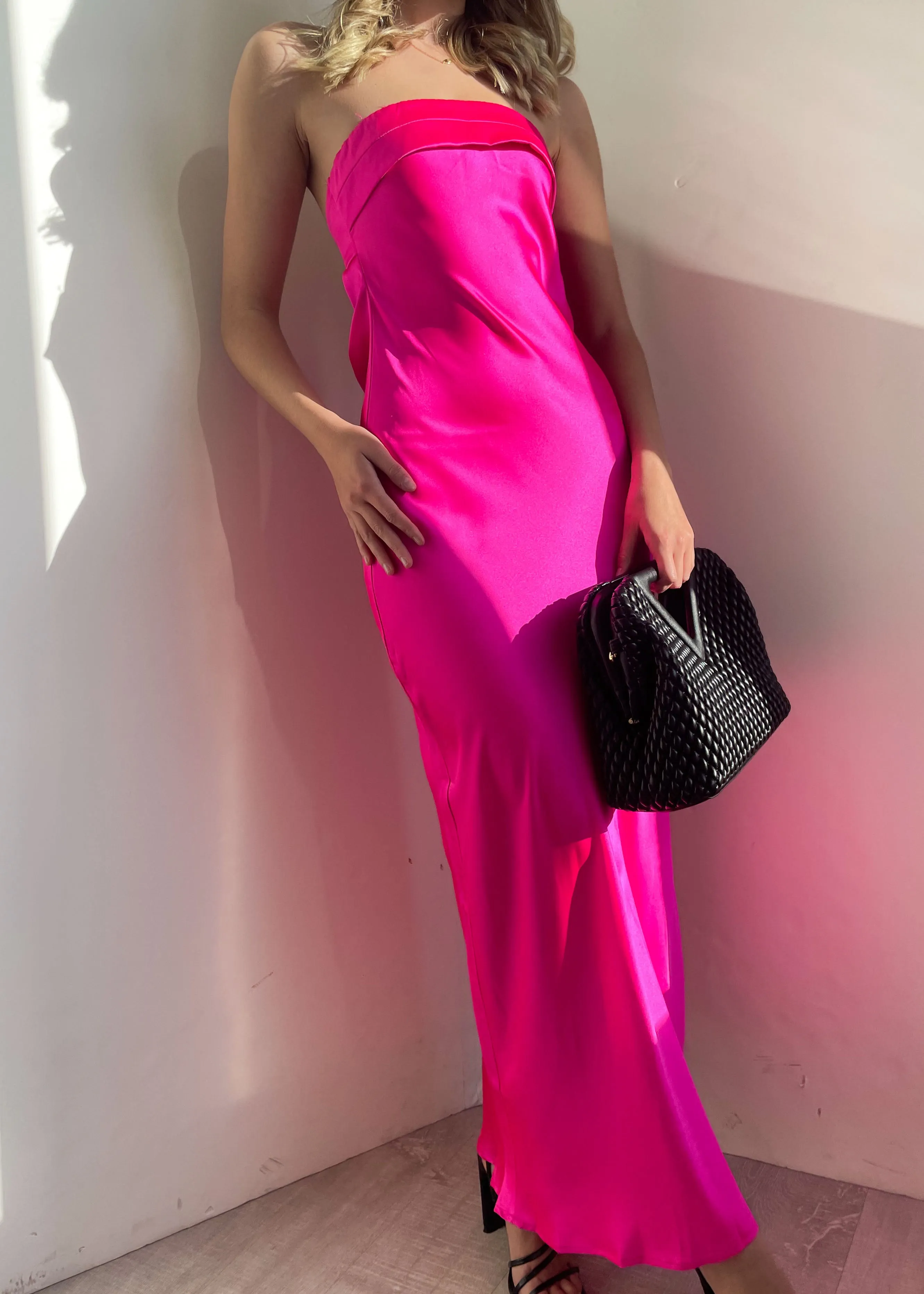 Xyla Strapless Midi Dress - Hot Pink sold by Gingham & Heels product image thumbnail 2