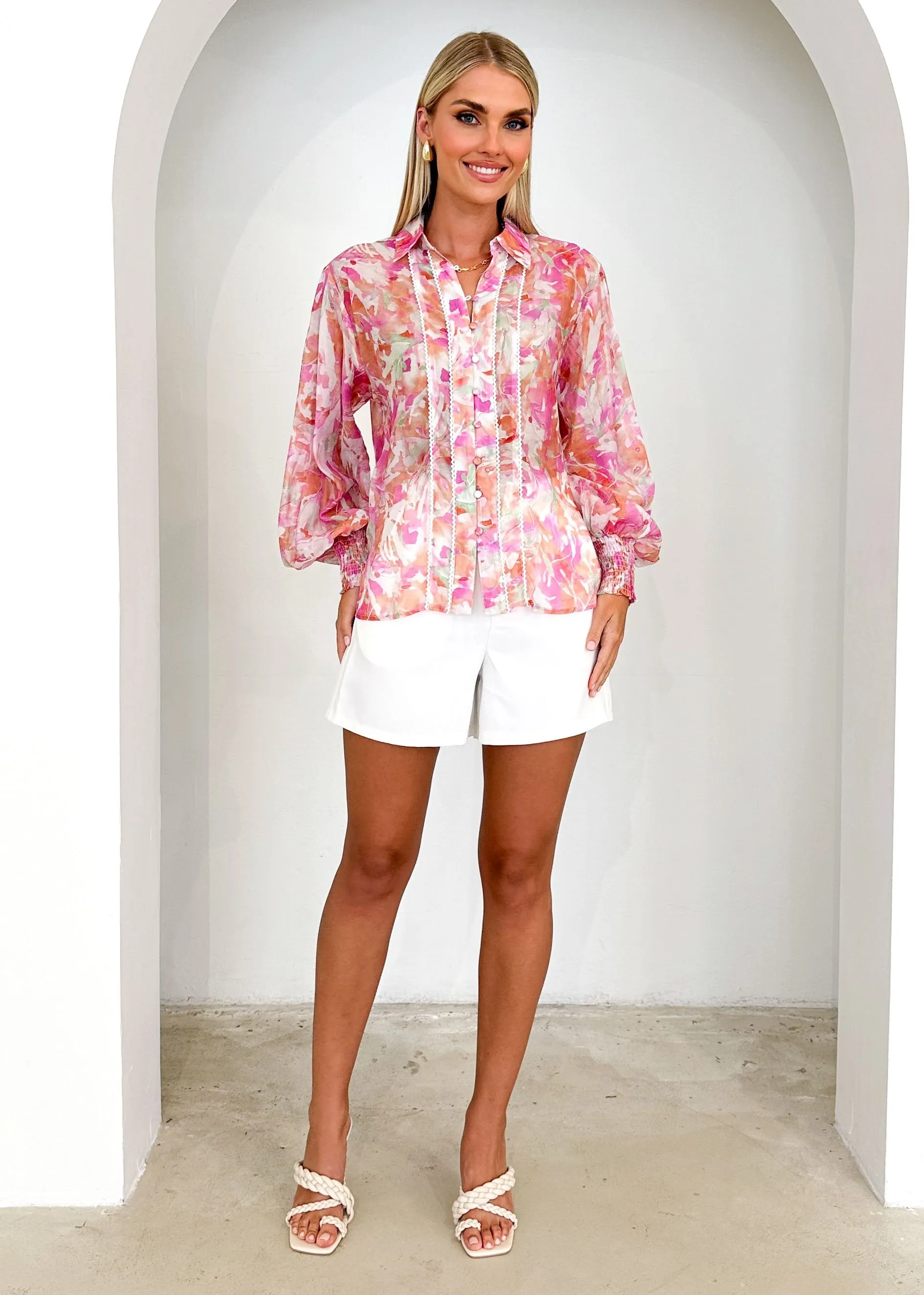 Aurla Shirt - Pink Watercolour sold by Gingham & Heels product image thumbnail 3