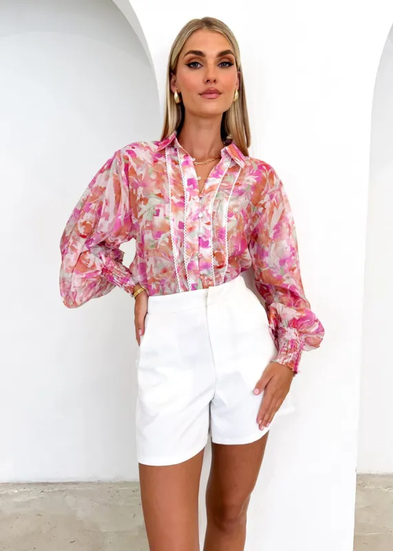 Aurla Shirt - Pink Watercolour sold by Gingham & Heels