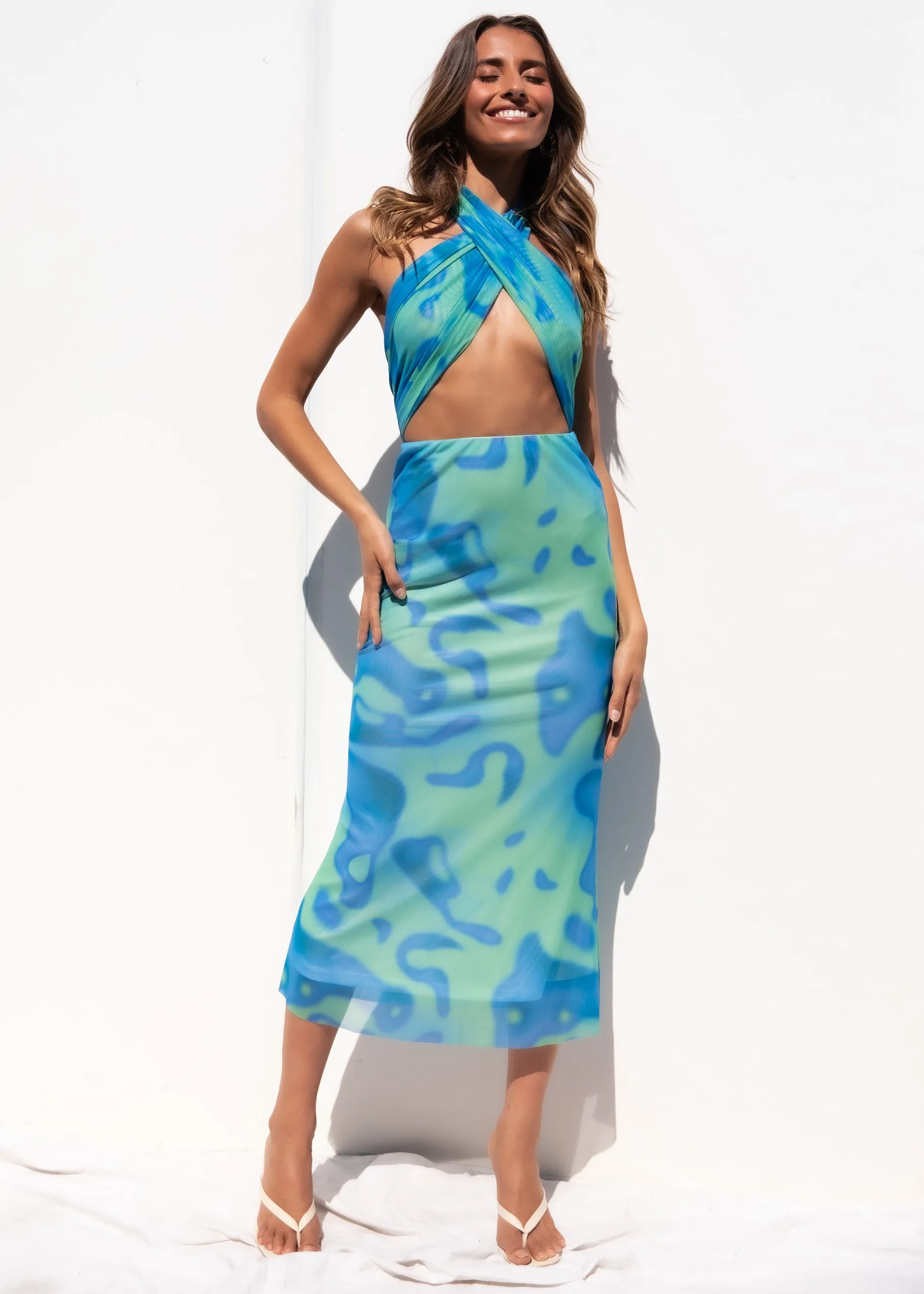 Dance Fever Midi Dress - Sea Breeze sold by Gingham & Heels product image thumbnail 4