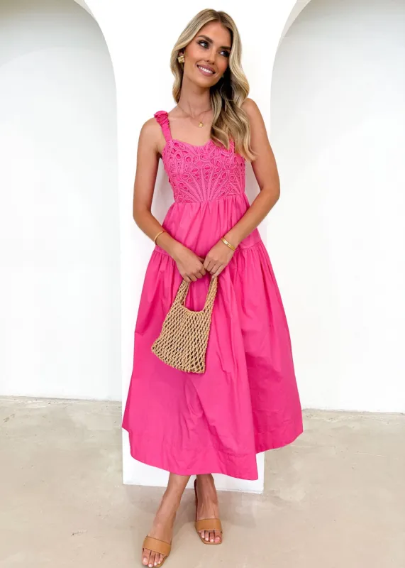 Poloro Maxi Dress - Magenta sold by Gingham & Heels