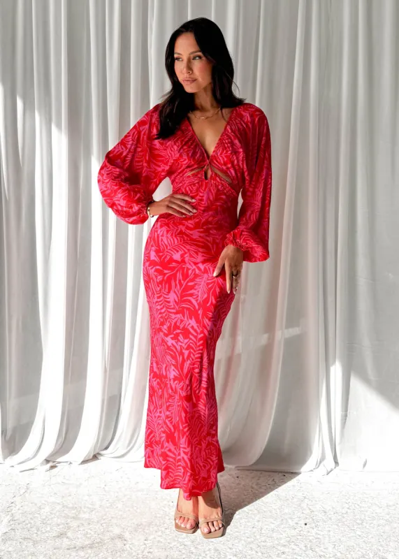 Leprae Maxi Dress - Pink Leaf sold by Gingham & Heels