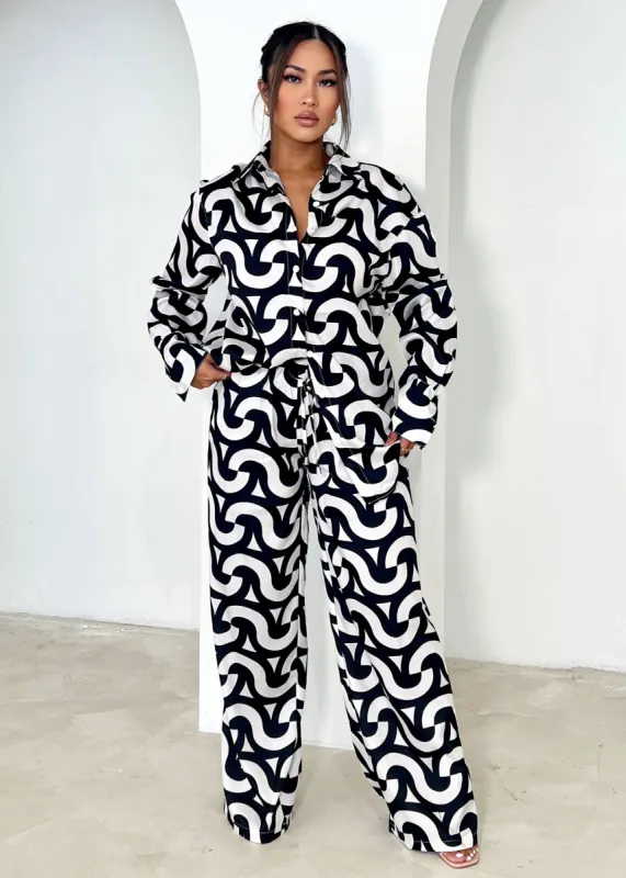 Rommia Shirt - Black Geo sold by Gingham & Heels