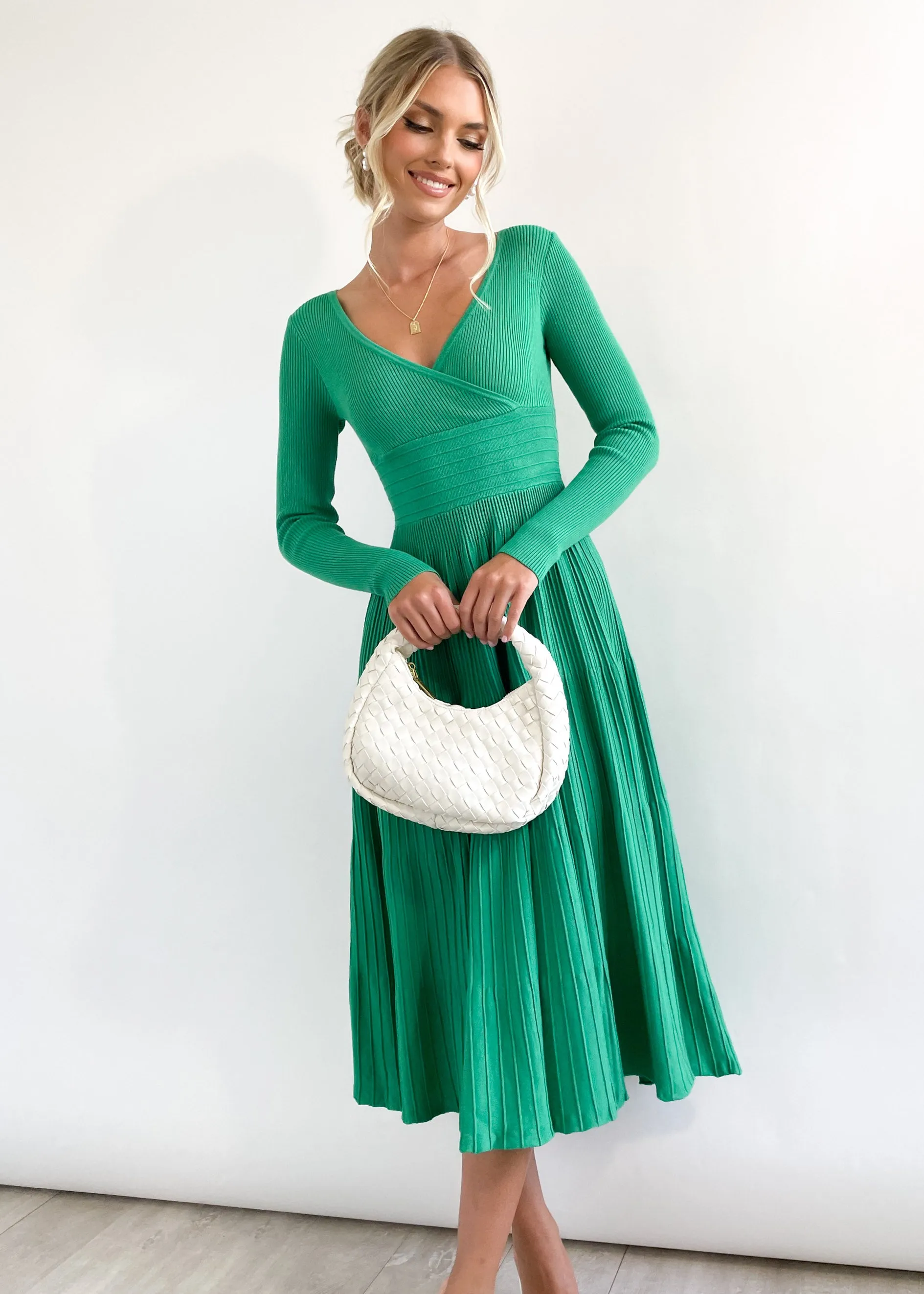 Alise Knit Midi Dress - Green sold by Gingham & Heels