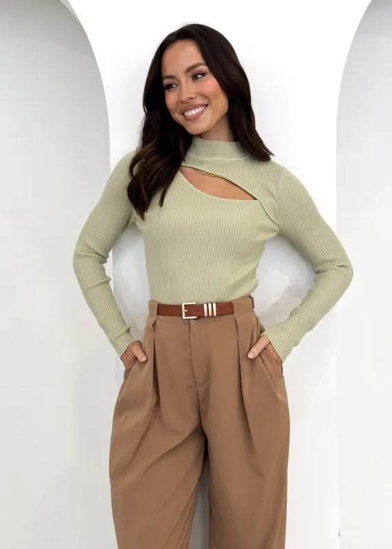 Oskoe Knit Top - Avocado sold by Gingham & Heels