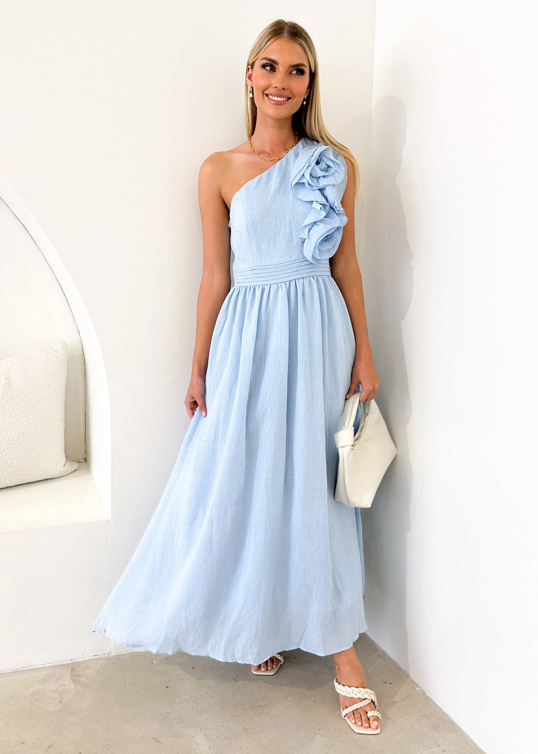 Essja One Shoulder Midi Dress - Soft Blue sold by Gingham & Heels product image thumbnail 2