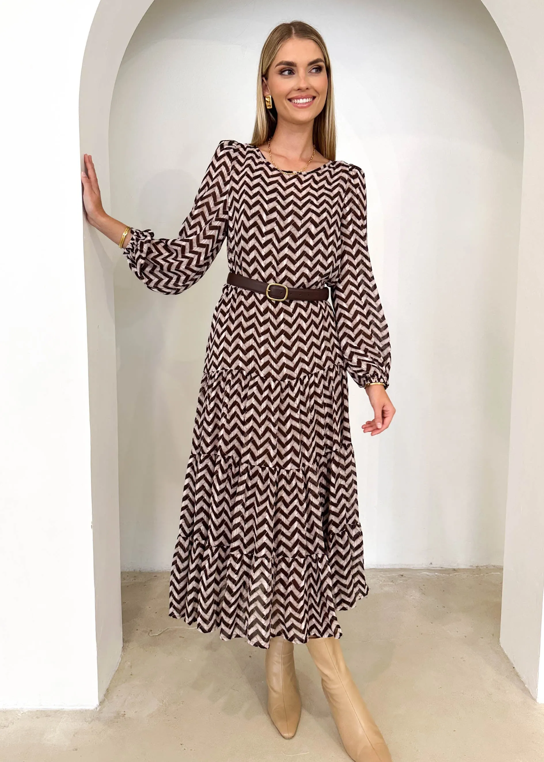 Leah Midi Dress - Coffee sold by Gingham & Heels product image thumbnail 2